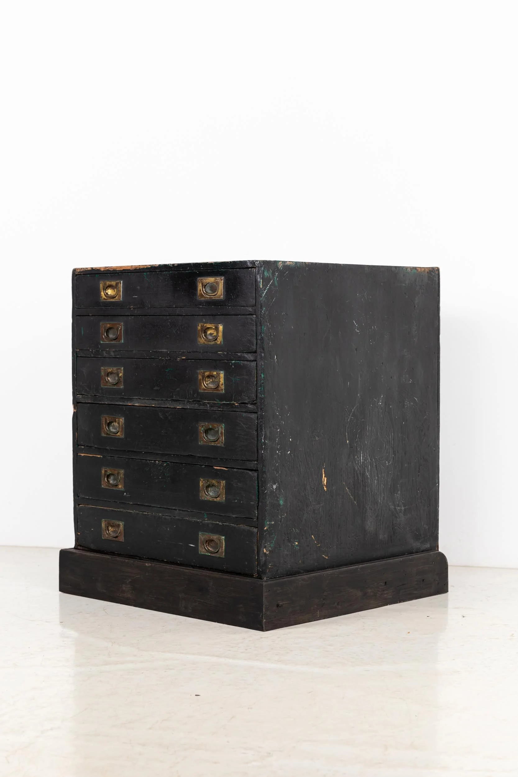 Vintage Industrial Black Painted Wooden Drawer Unit (13).jpg