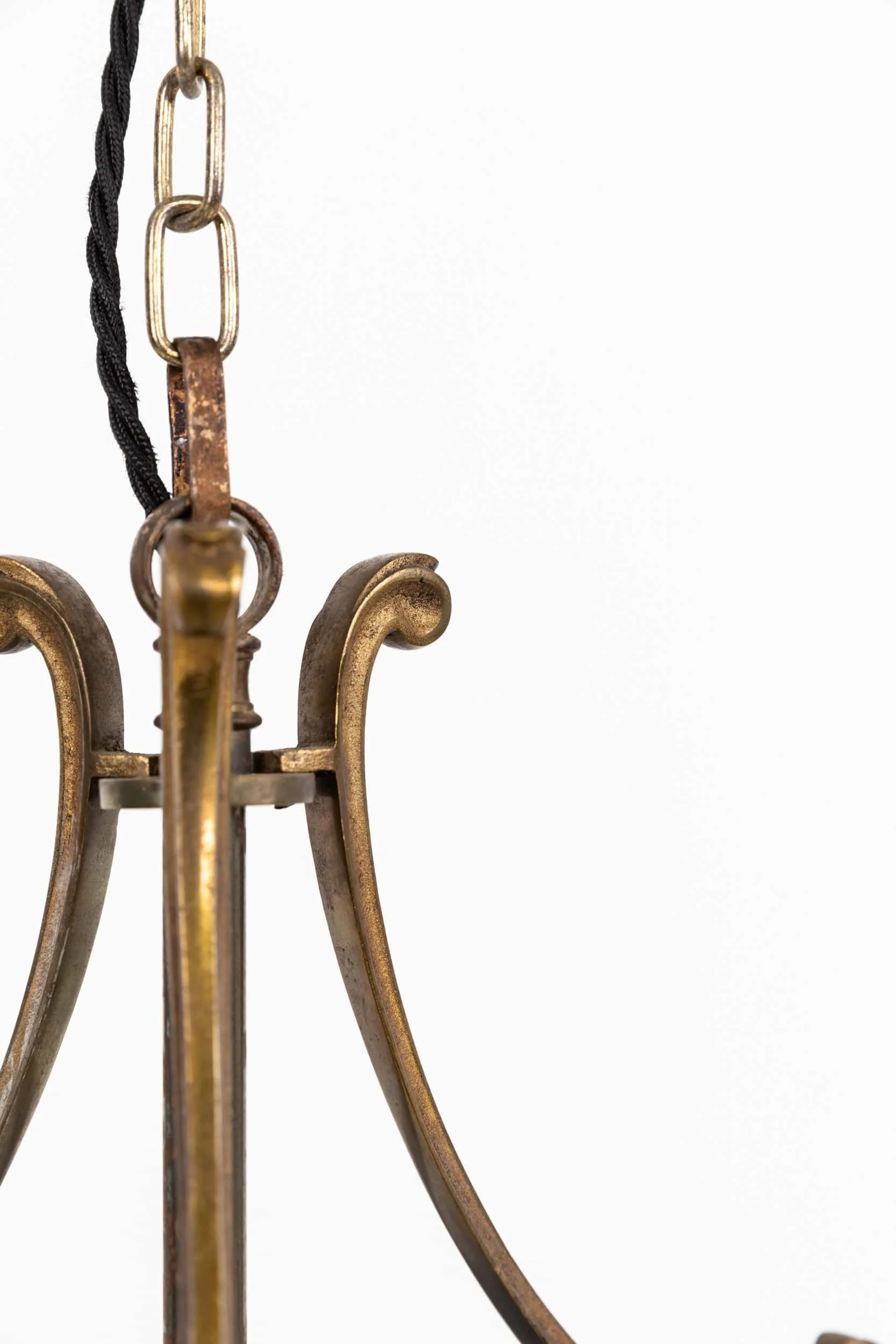 Antique Brass French Brass Cylindrical Glass Hall Porch Lantern (9).jpg