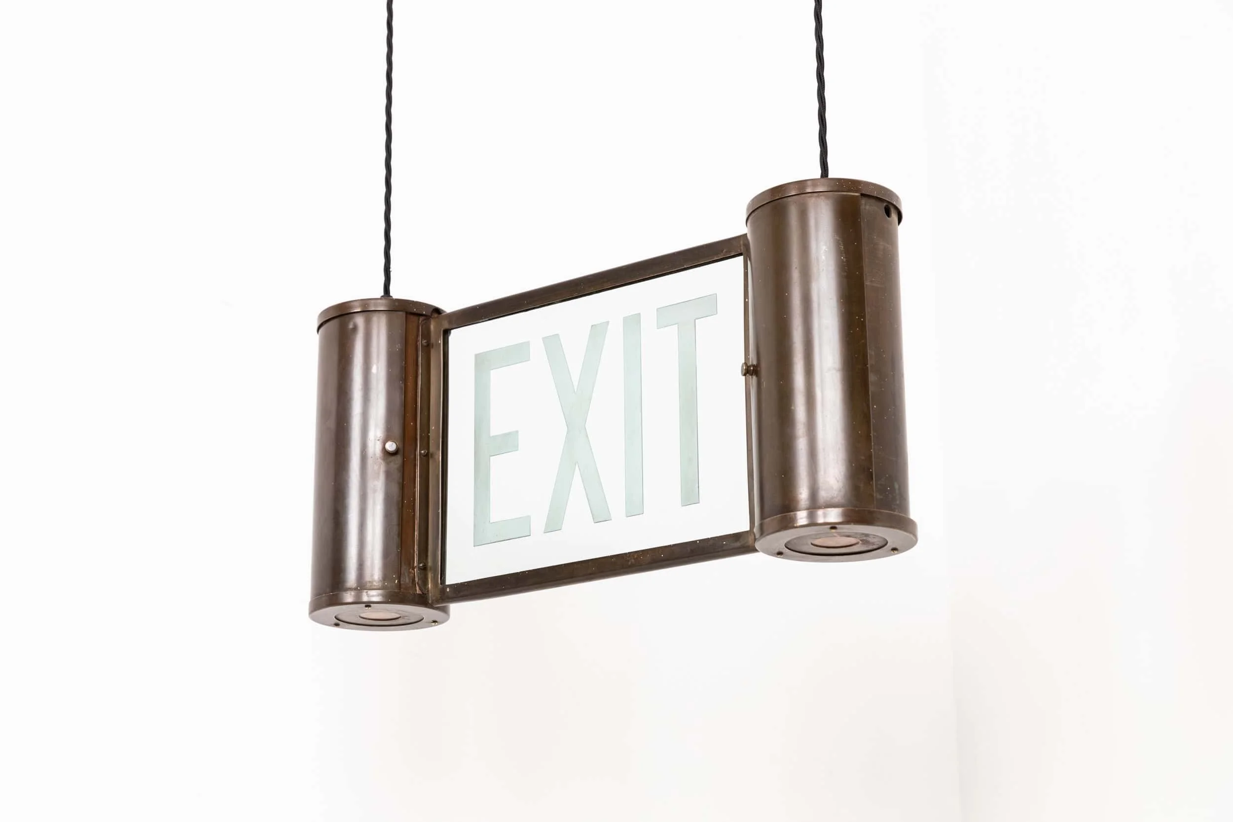 Antique Early 20th Century Former Gas Fired Brass and Glass Exit Sign (4).jpg