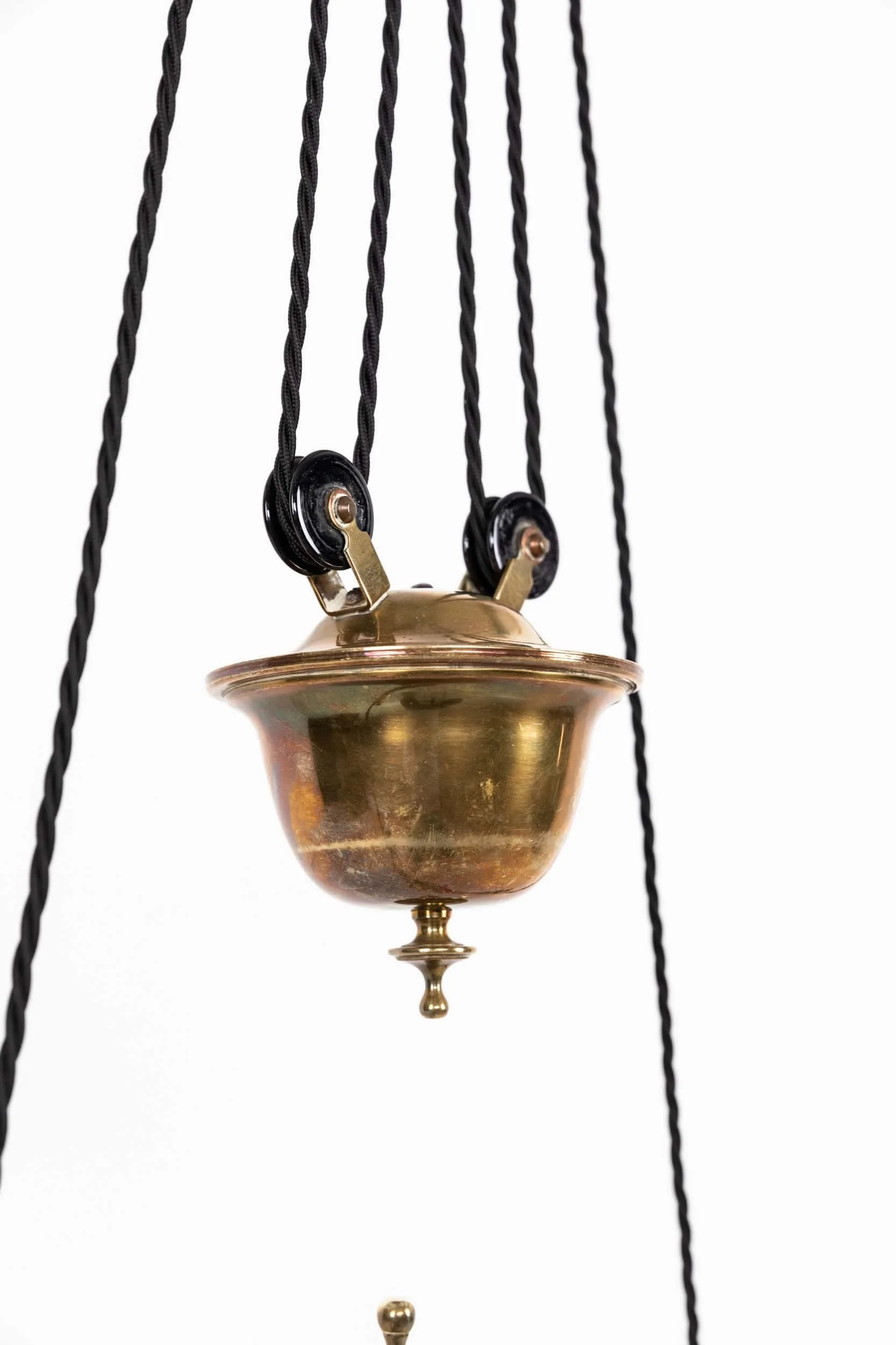 Antiaue Arts & Crafts Brass Rise and Fall Ceiling Light (6).jpg