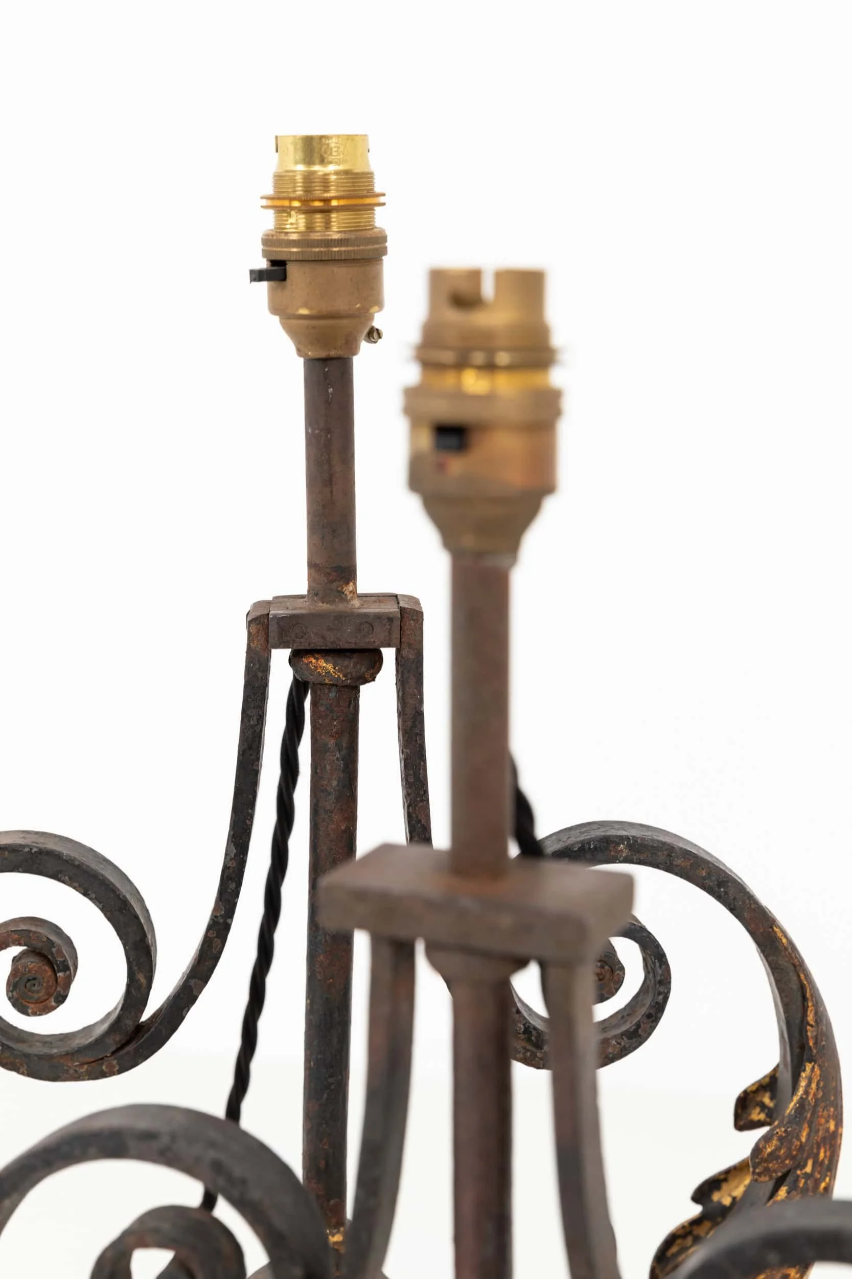 Near Pair of French Wrought Iron Blacksmith Made Table Lamps (7).jpg