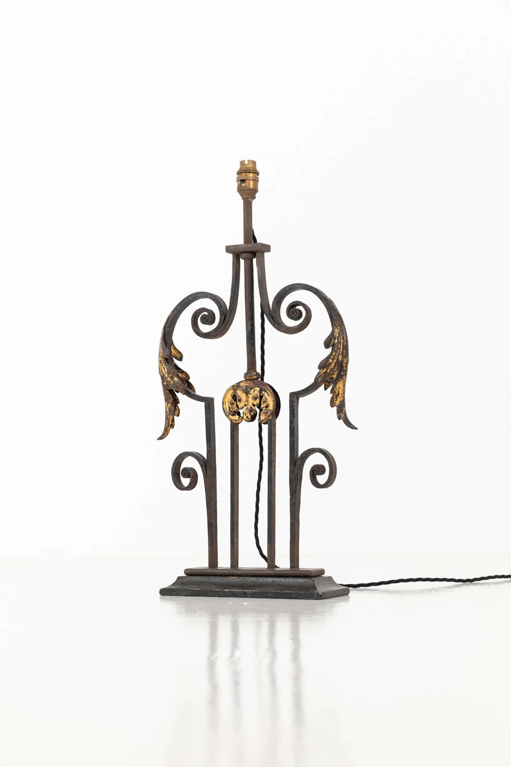 Near Pair of French Wrought Iron Blacksmith Made Table Lamps (11).jpg