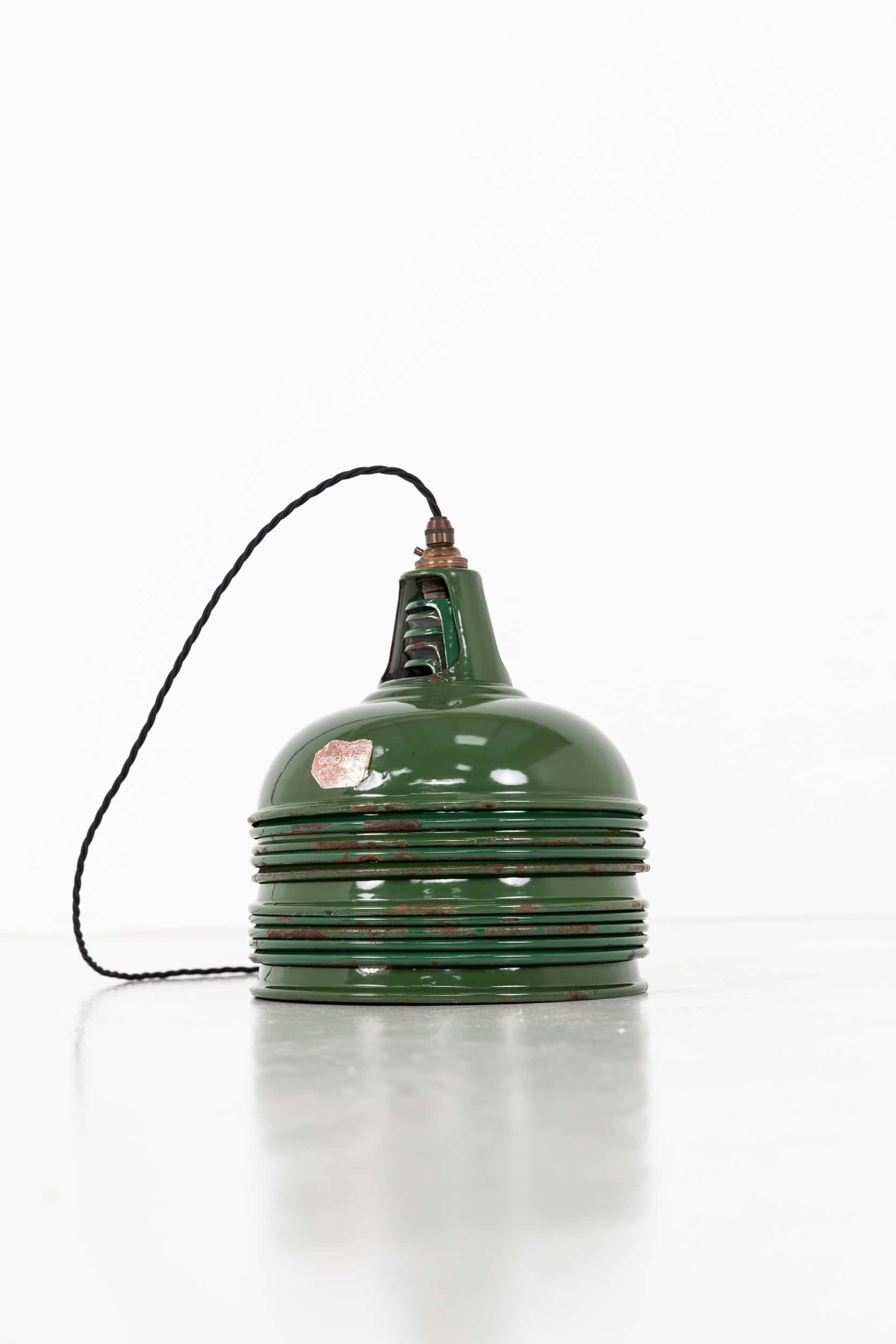 Vintage Industrial 11 inch Coolicon Green Enamel Light Shades (2).jpg