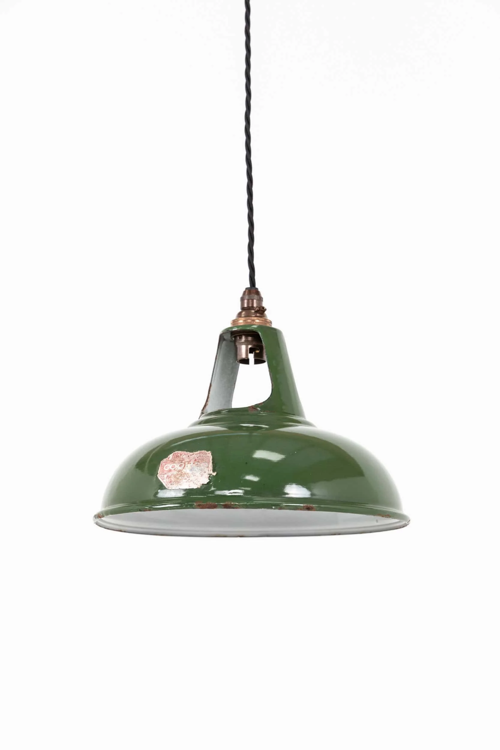 Vintage Industrial 11 inch Coolicon Green Enamel Light Shades (5).jpg