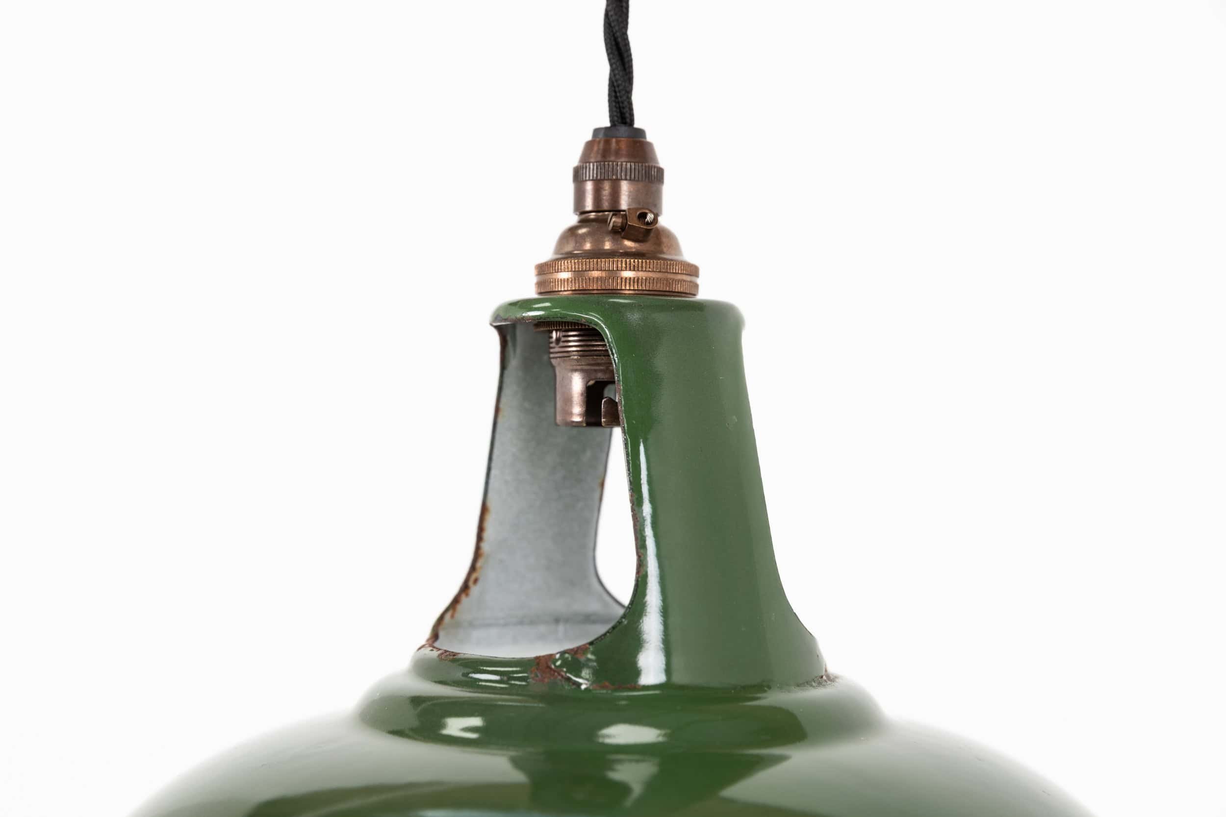Vintage Industrial 11 inch Coolicon Green Enamel Light Shades (8).jpg