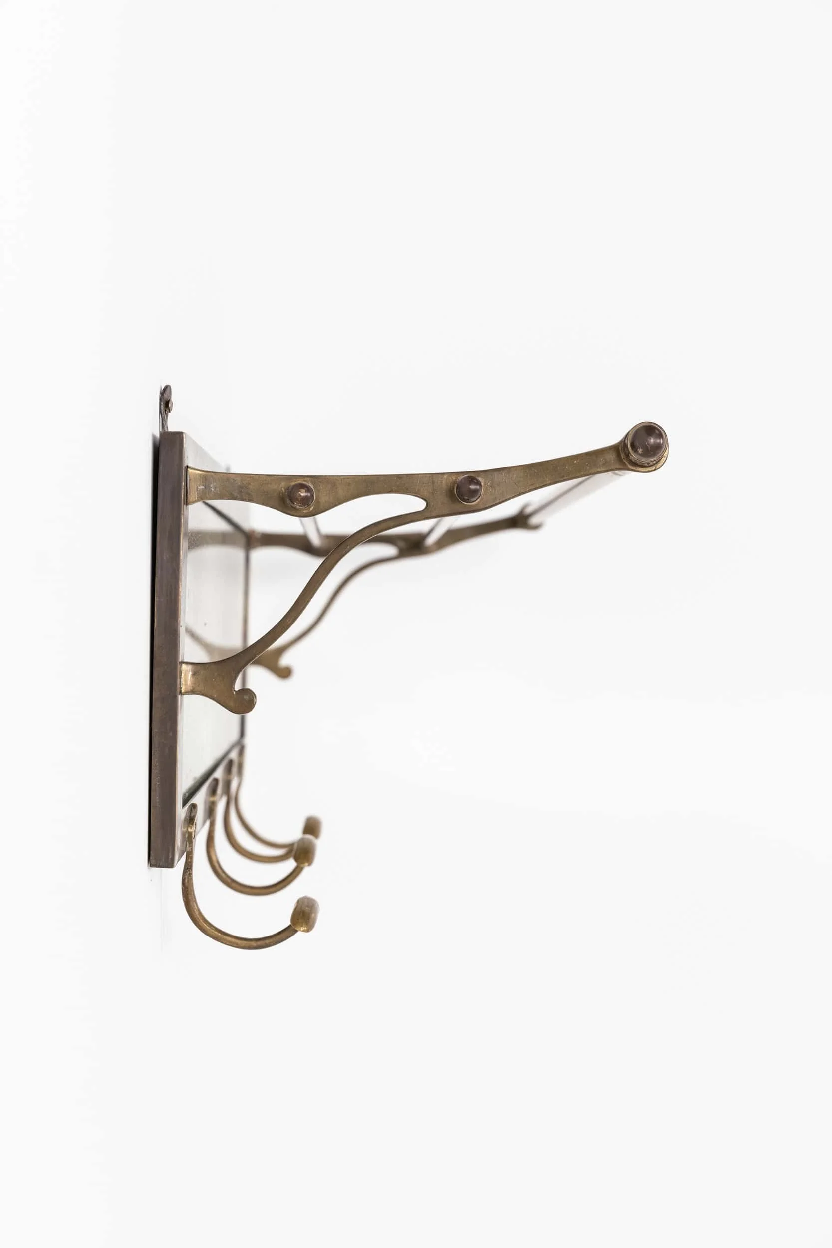 Antique Vintage Mirrored Brass Hallway Hat Coat Rack (4).jpg