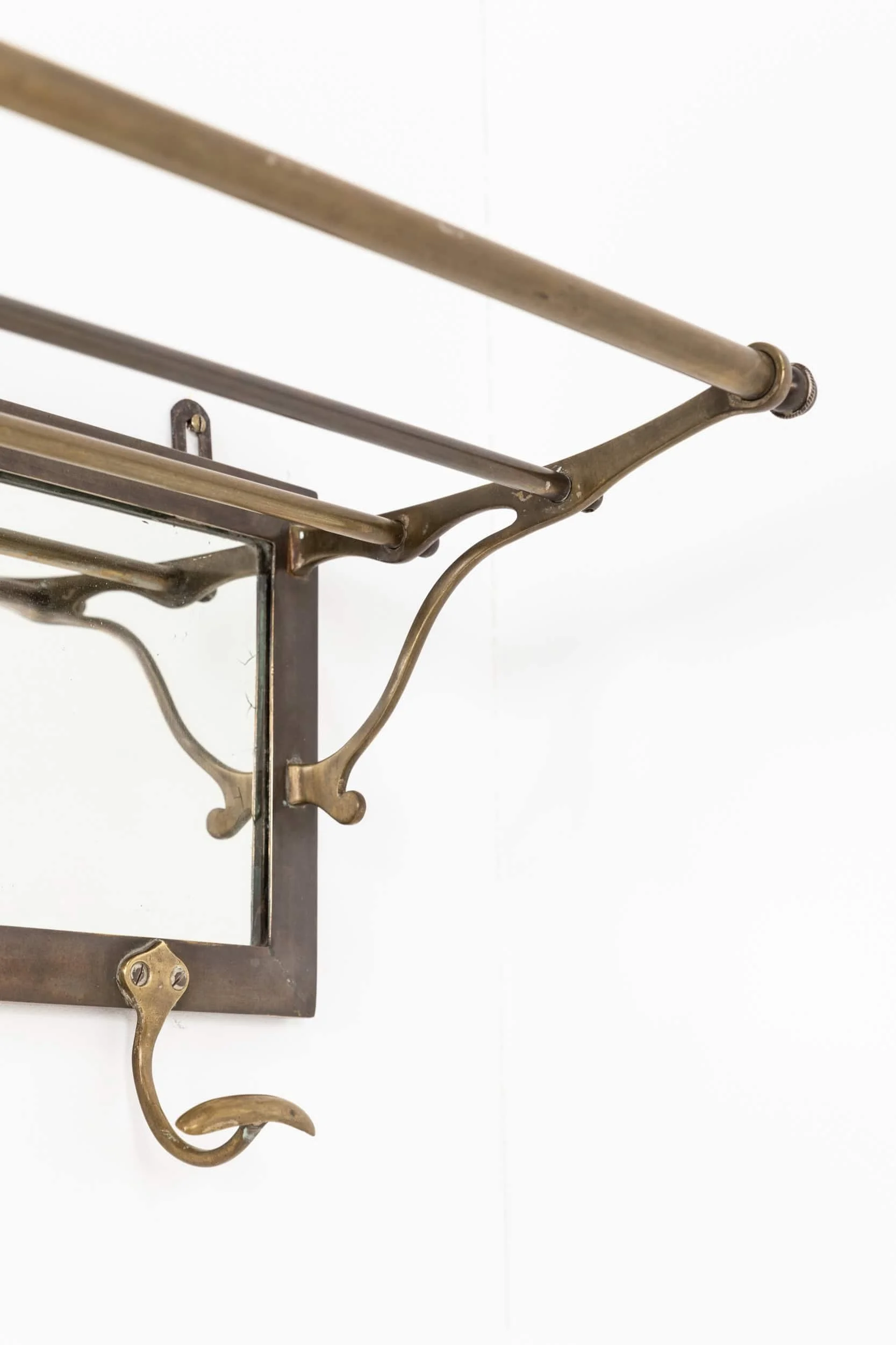 Antique Vintage Mirrored Brass Hallway Hat Coat Rack (9).jpg