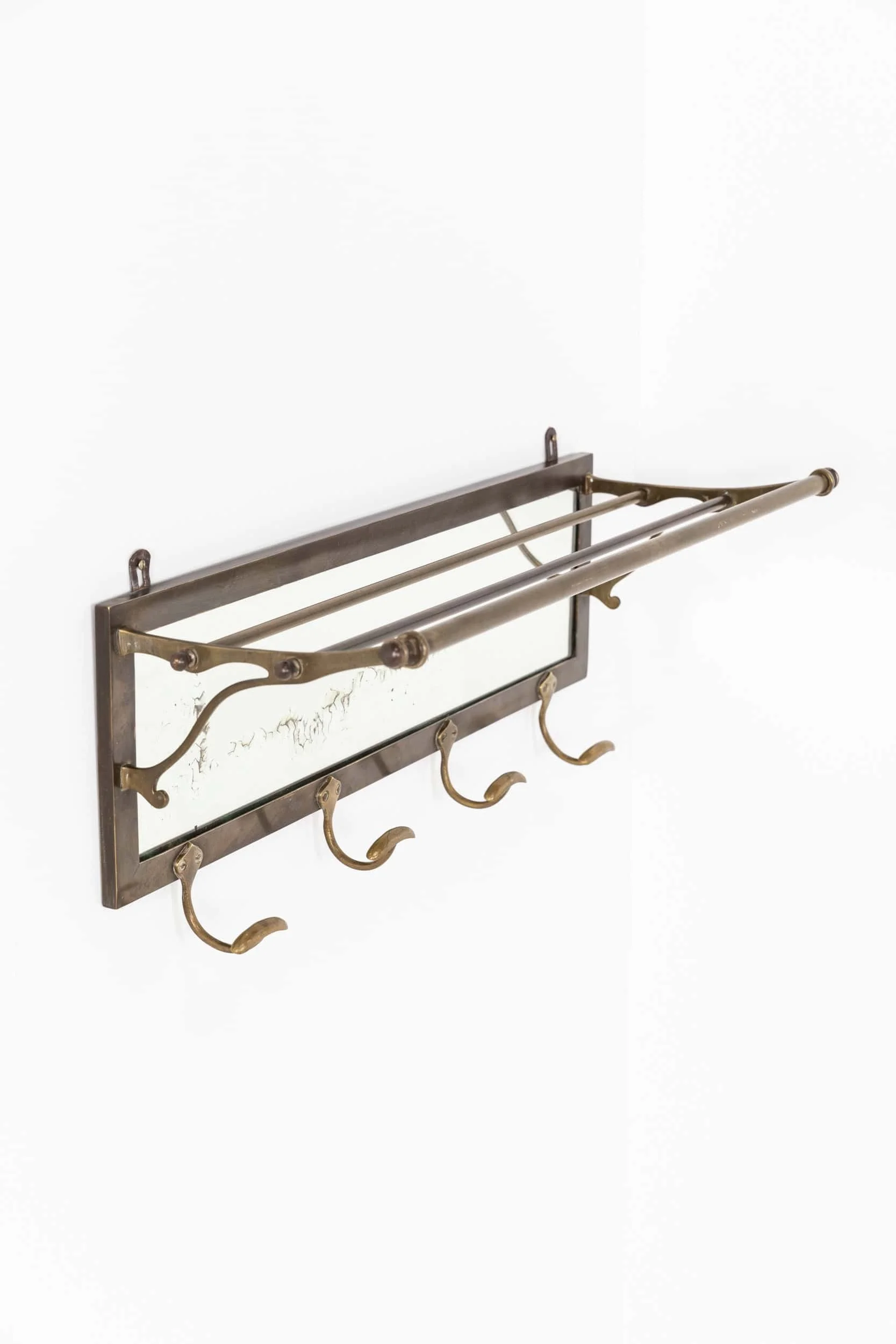 Antique Vintage Mirrored Brass Hallway Hat Coat Rack (17).jpg