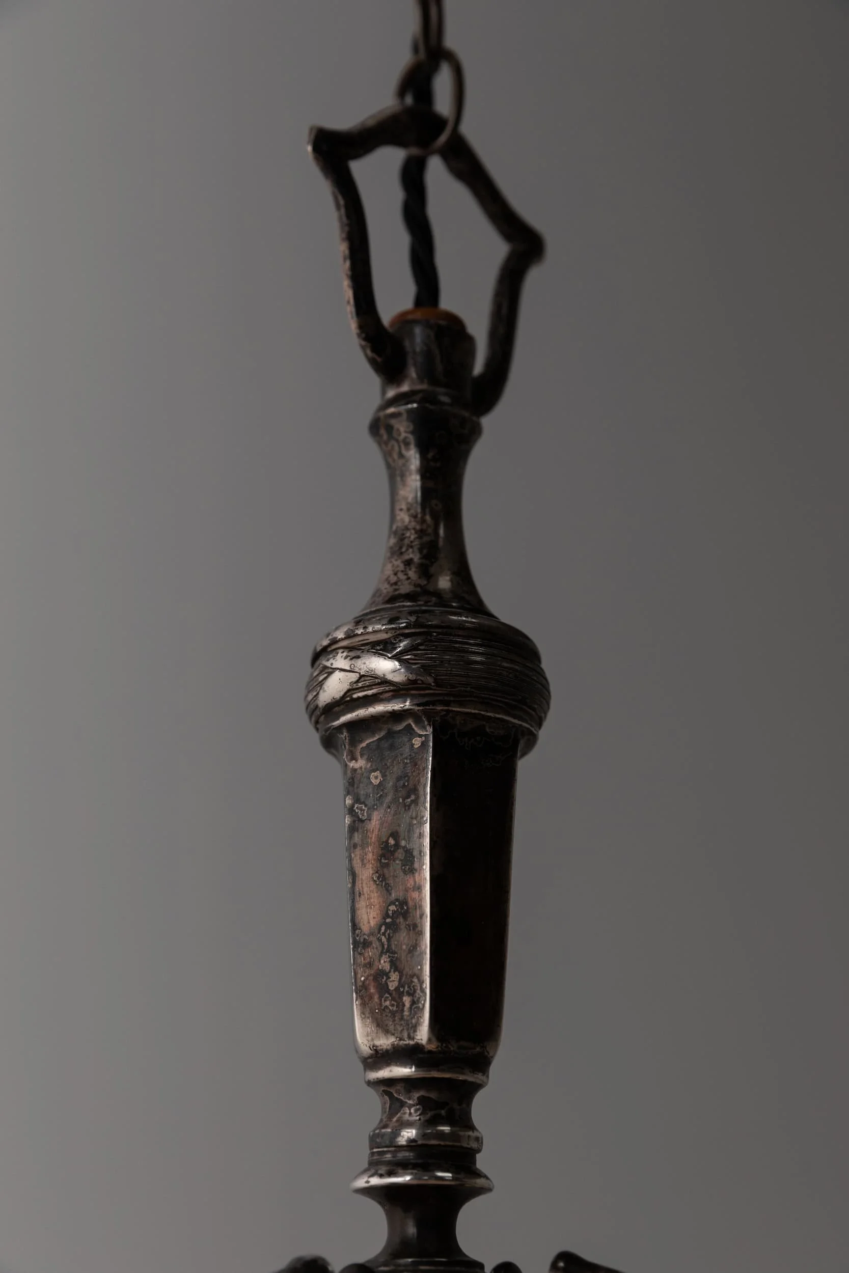 Antique Early 20th Century Silver Plated Frosted Cut Glass Pendant Light (15).jpg