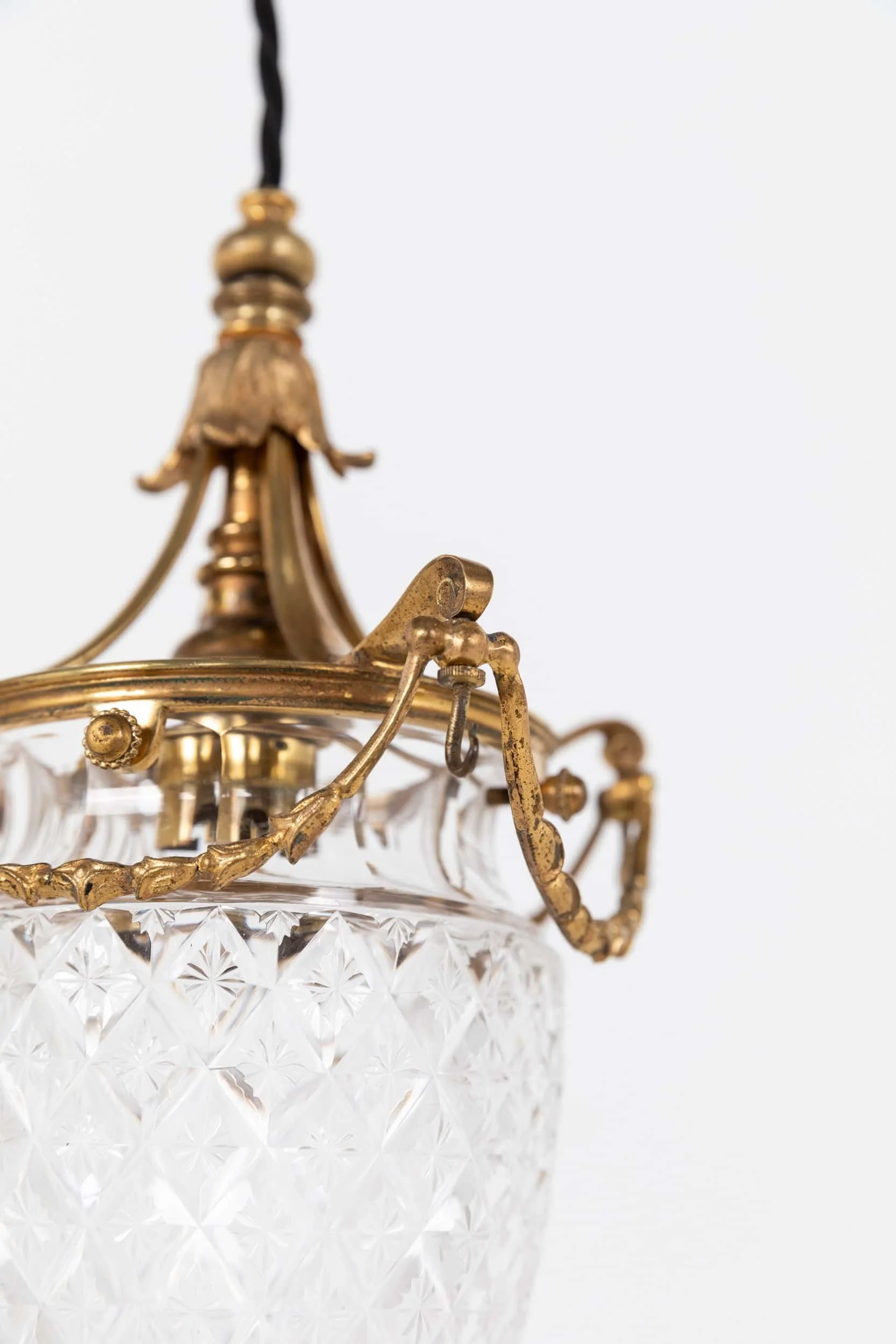 Antique Early 20th Century Osler Cut Glass Brass Pendant Light (9).jpg