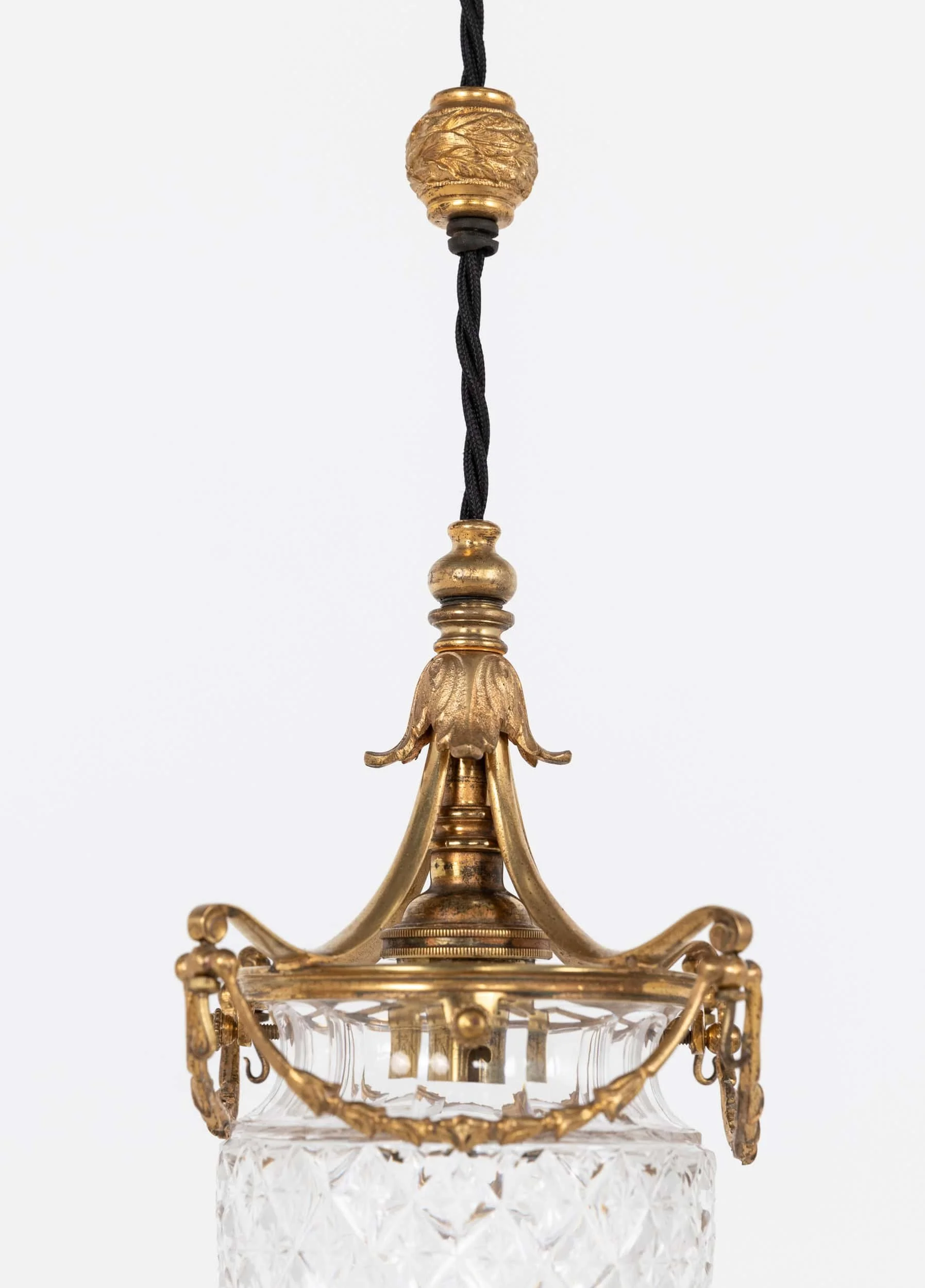 Antique Early 20th Century Osler Cut Glass Brass Pendant Light (12).jpg