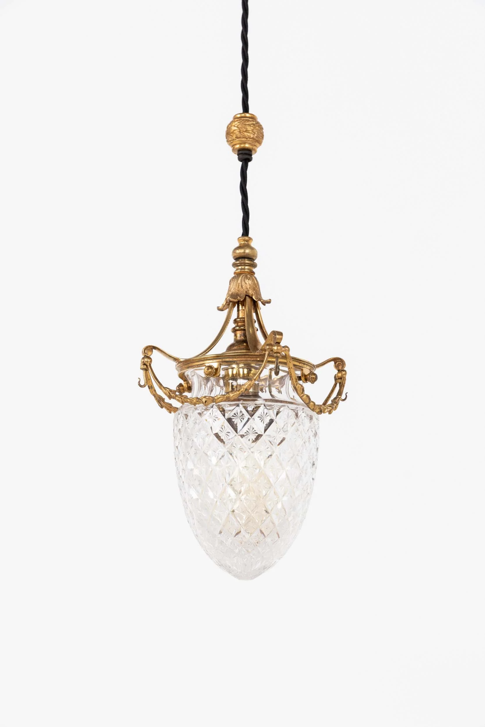 Antique Early 20th Century Osler Cut Glass Brass Pendant Light (16).jpg