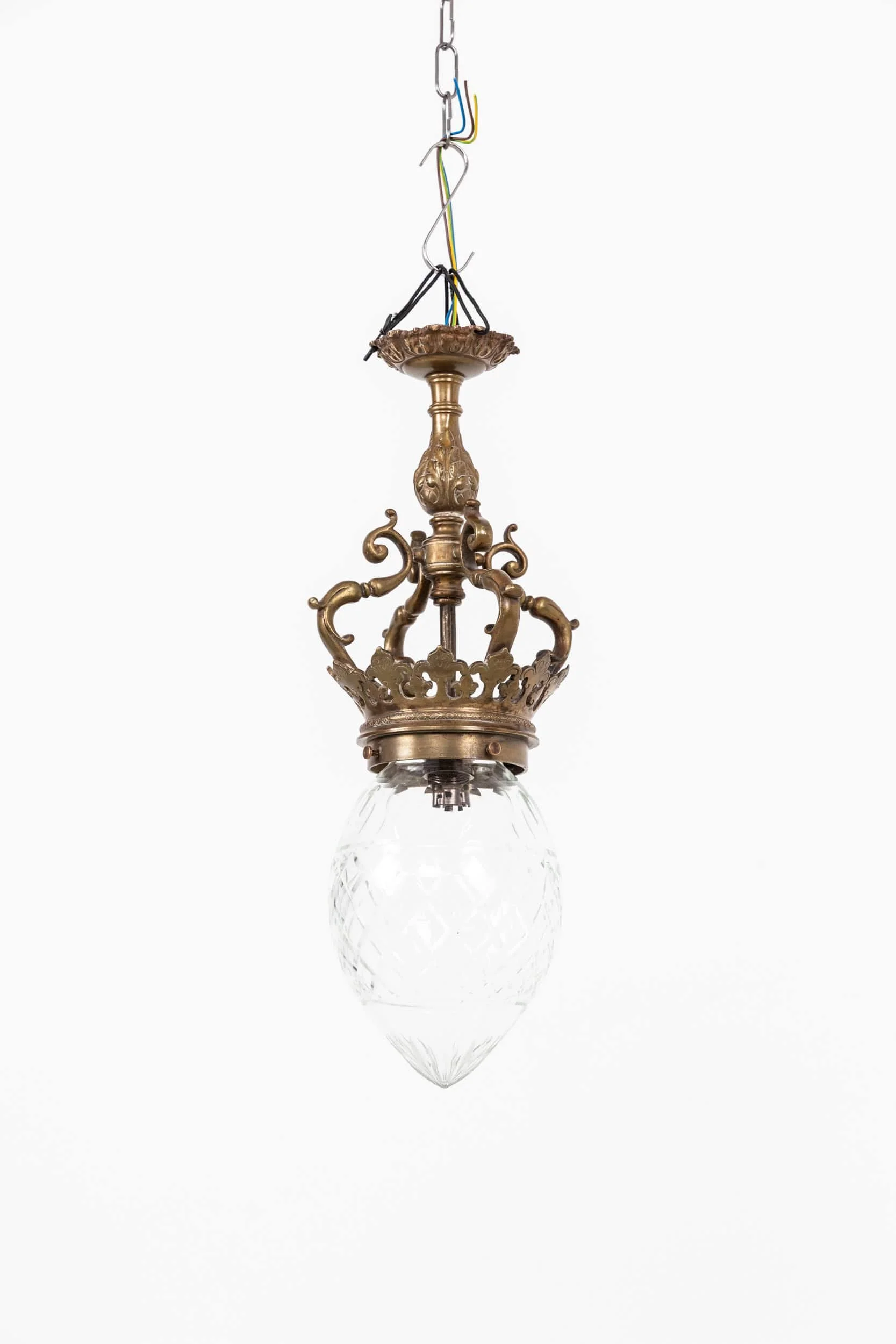 Large French Hand-Cut & Cast Brass Ceiling Light