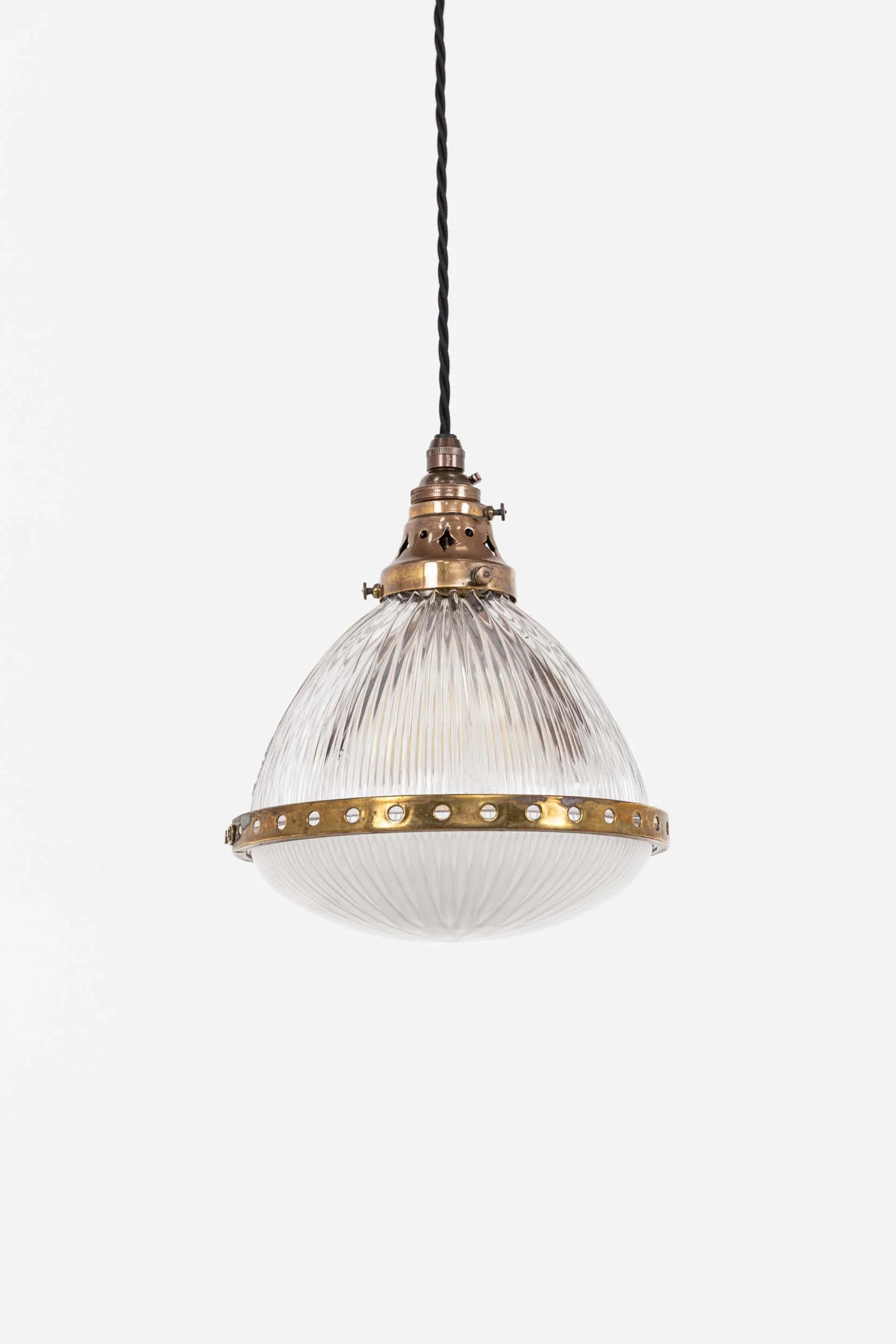 Antique French Holophane Excellite Pristmatic Glass Pendant Light (1).jpg