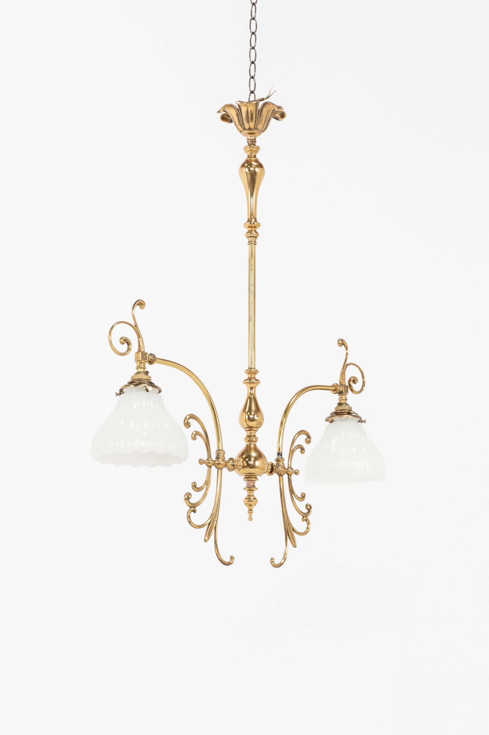 Edwardian Art Nouveau Two-Branch Ceiling Light