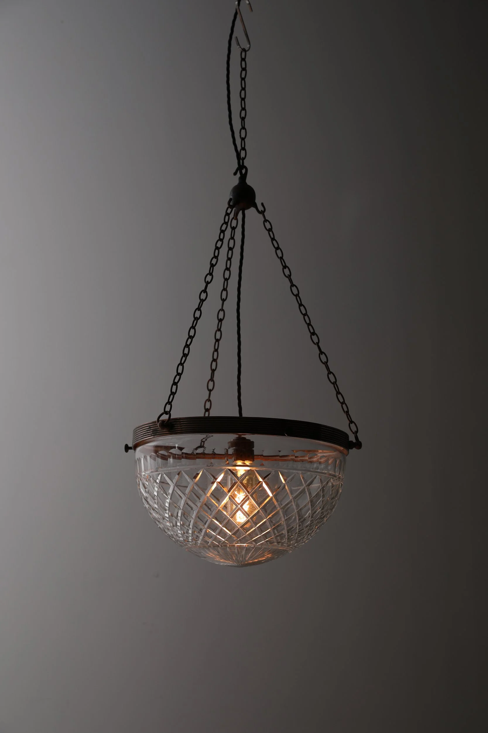 Early 20th Century Cut Glass Plafonnier Light