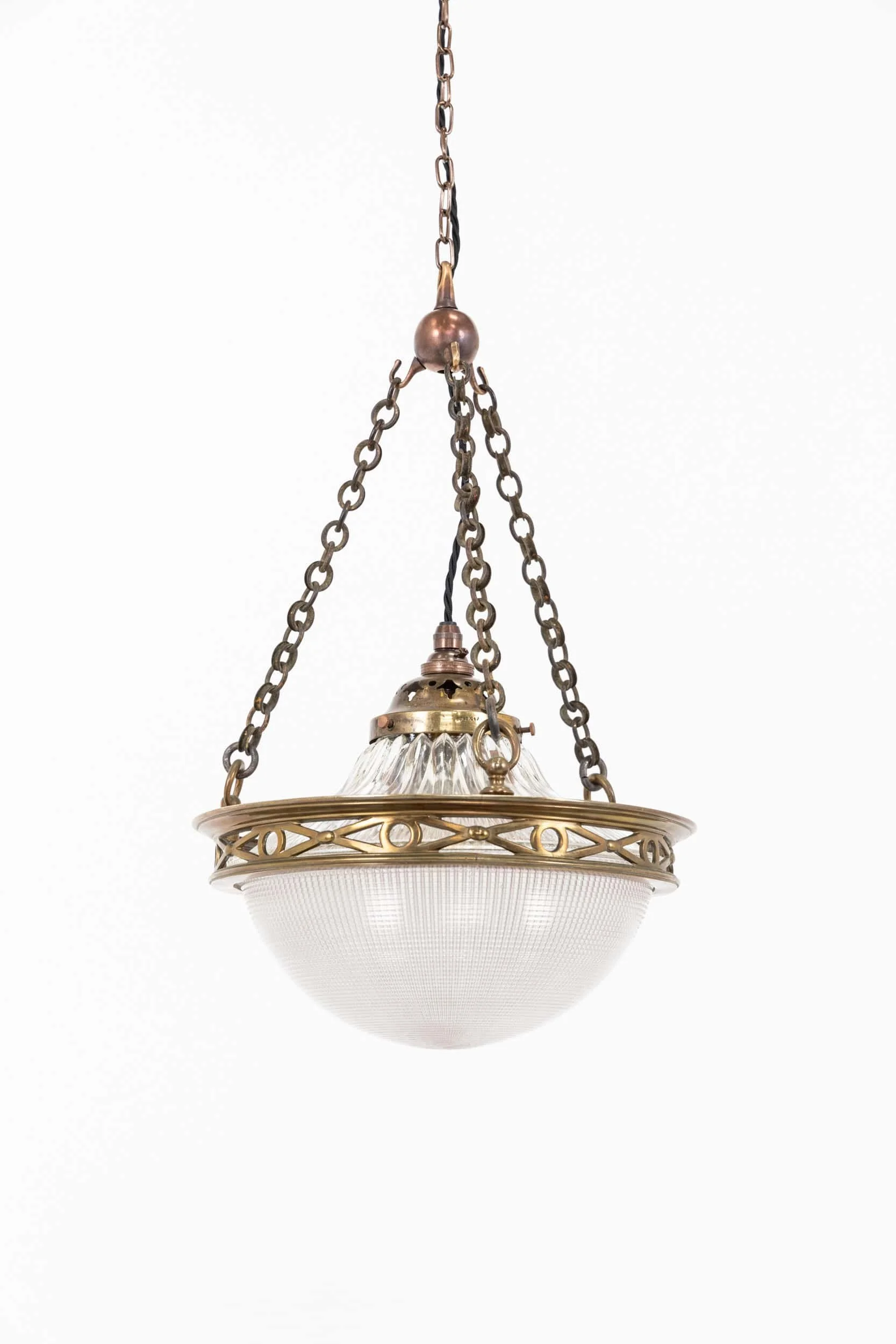 Antique 10" Holophane 'Blondel Stiletto' Glass Pendant Light