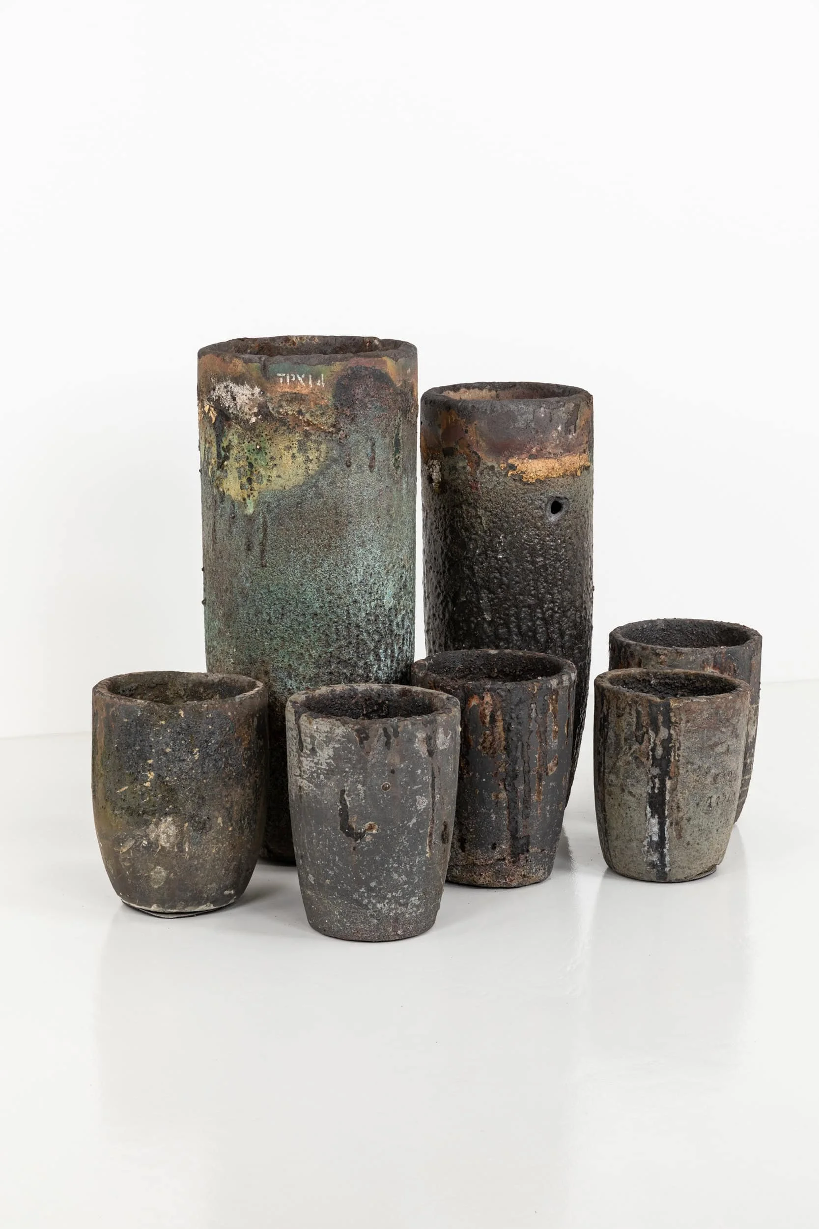 Vintage Industrial Run of Foundry Cruciple Pots (1).jpg