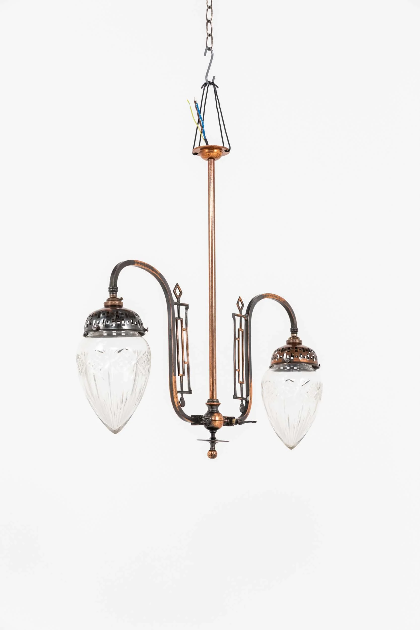 Antique Early 20th Century Converted Gasolier Ceiling Light (1).jpg