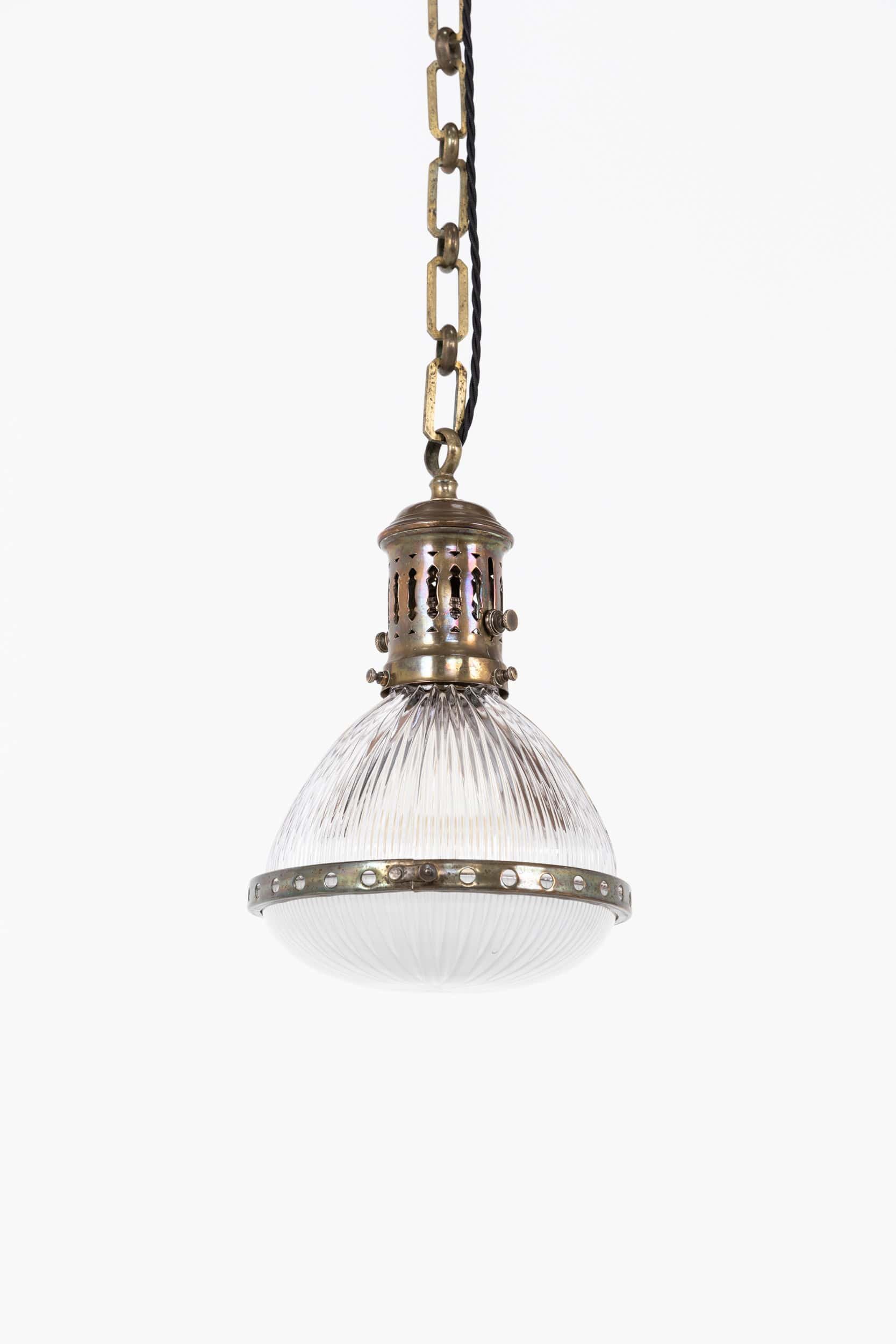 Antique French Holophane 'Excellite' Glass Pendant Light