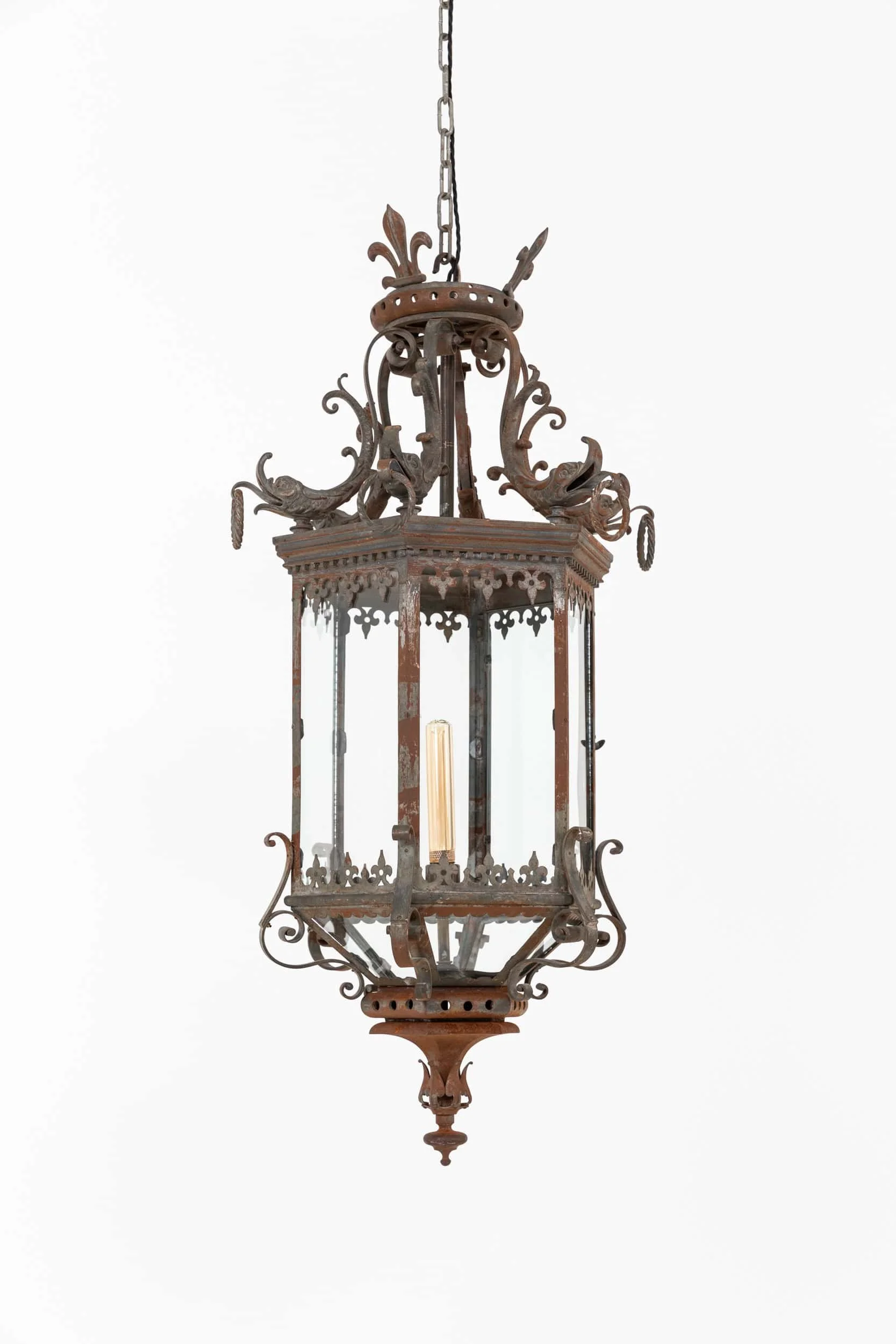 Antique Victorian French Metal Glazed LAntern (1).jpg