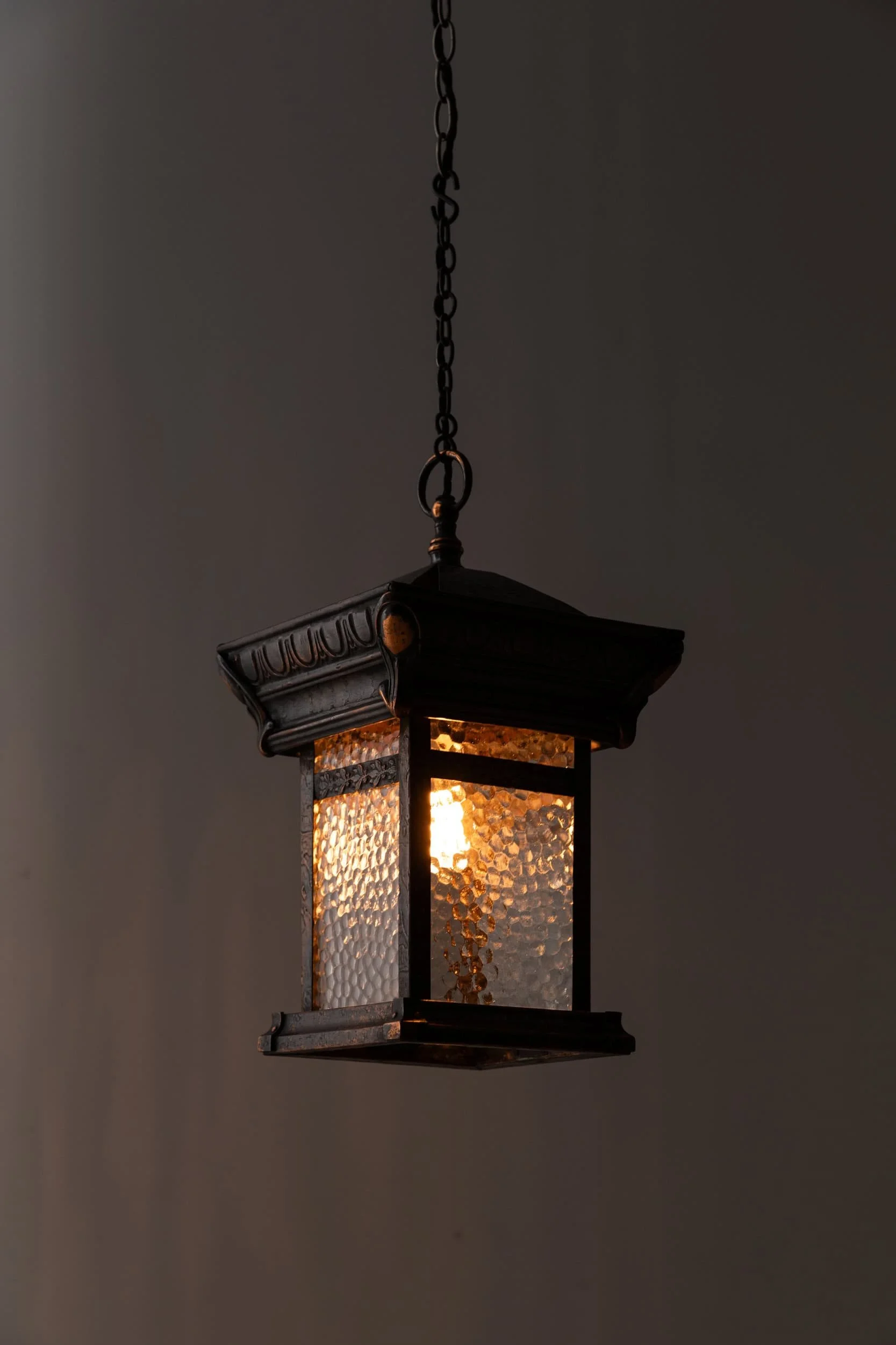 Antique GEC Glazed Copper Hall/Porch Lantern