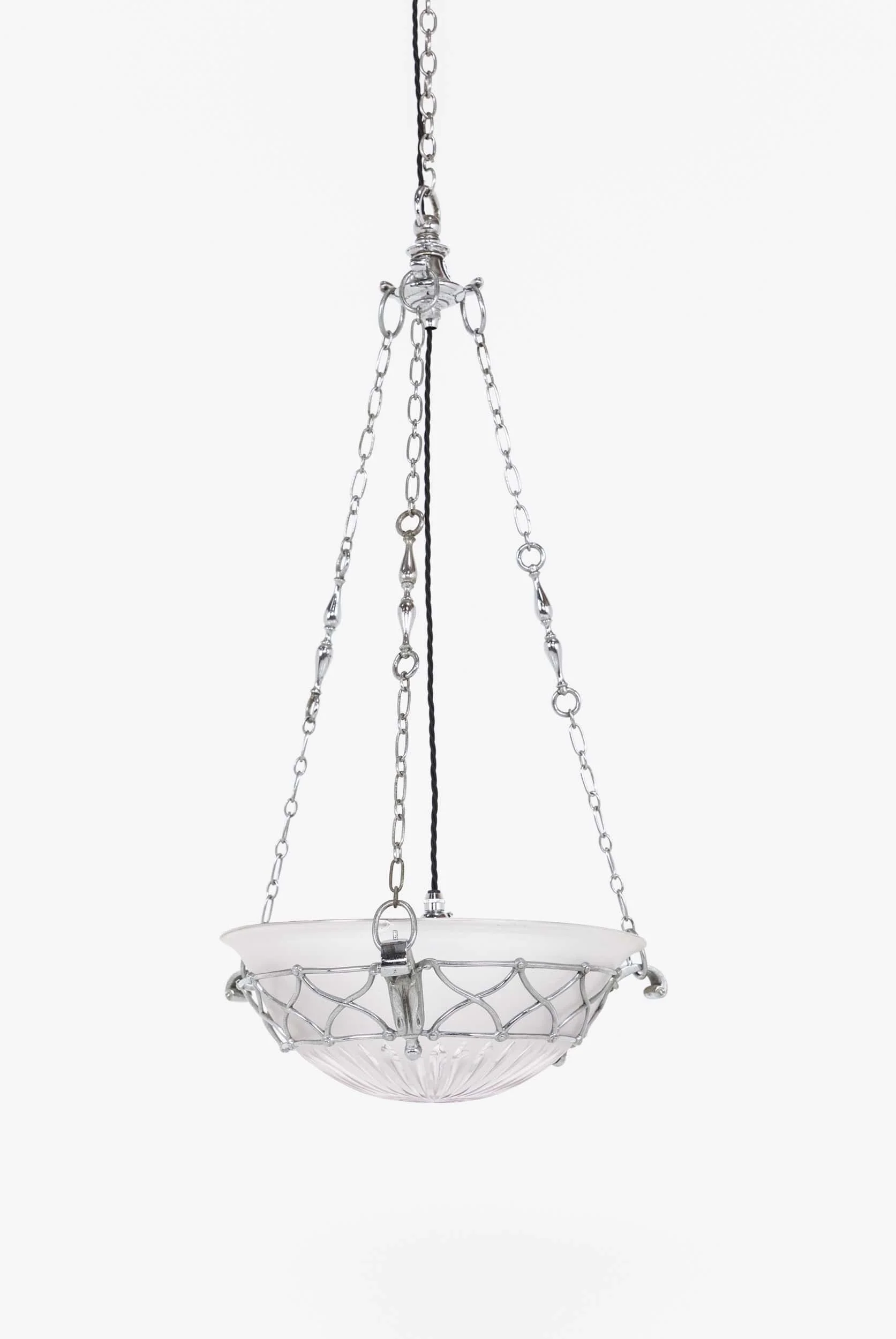 Antique Art Deco Frosted Glass Chrome Plafonnier Light (1).jpg