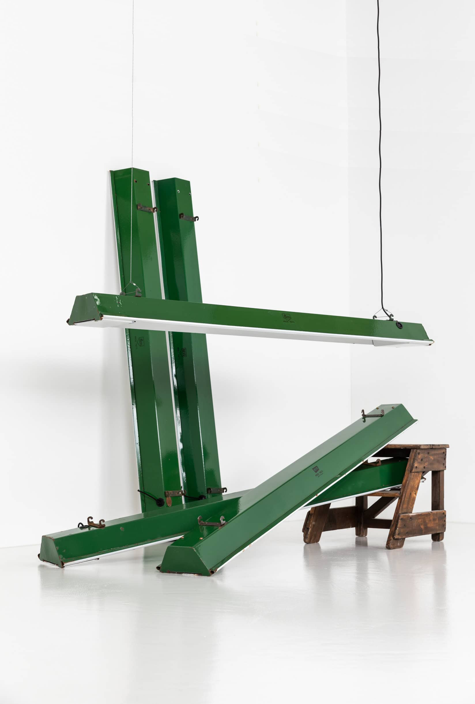 Large Vintage Industrial Green REVO Enamel Strip Light