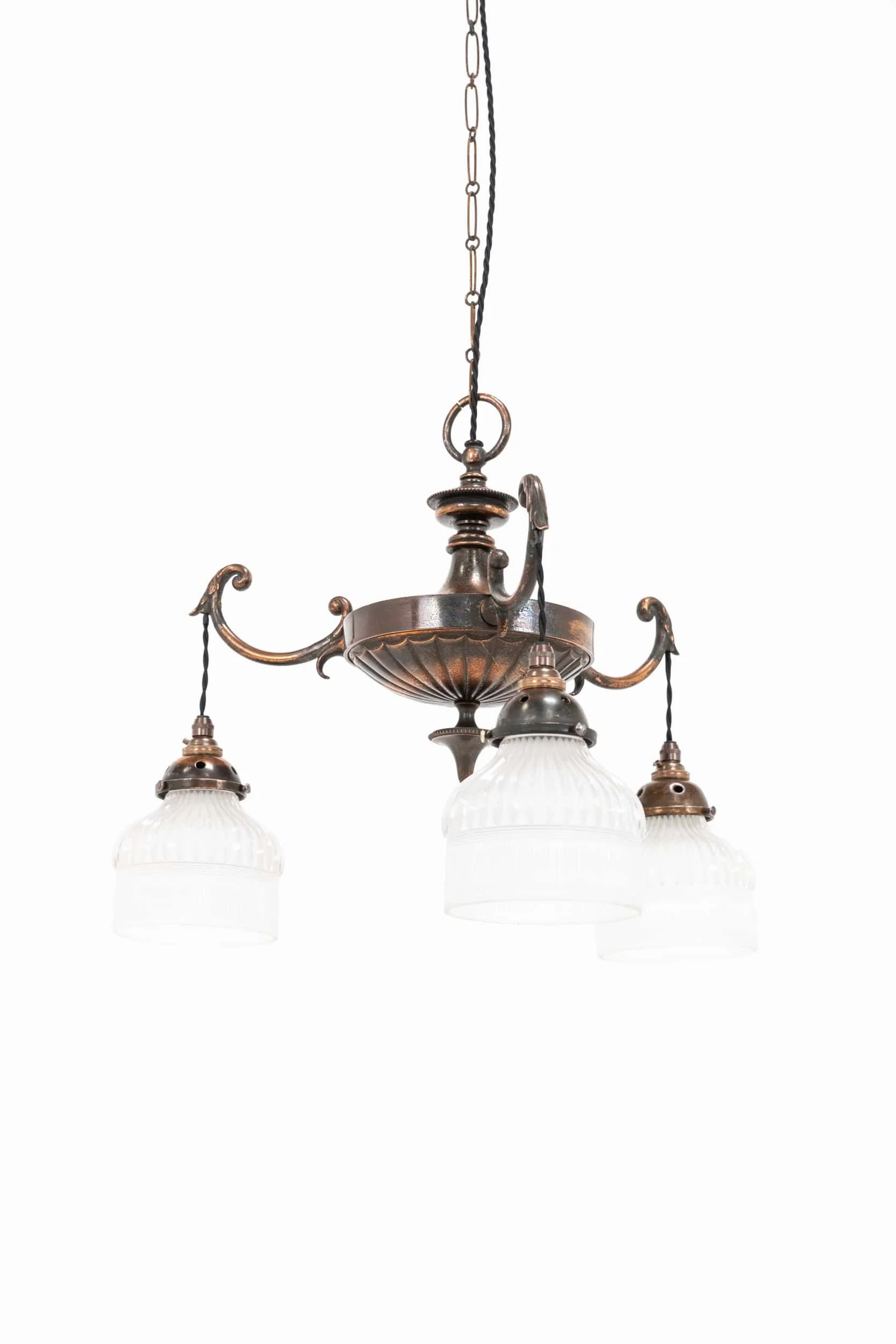 Early 20th Century Three-Branch Holophane Electrolier