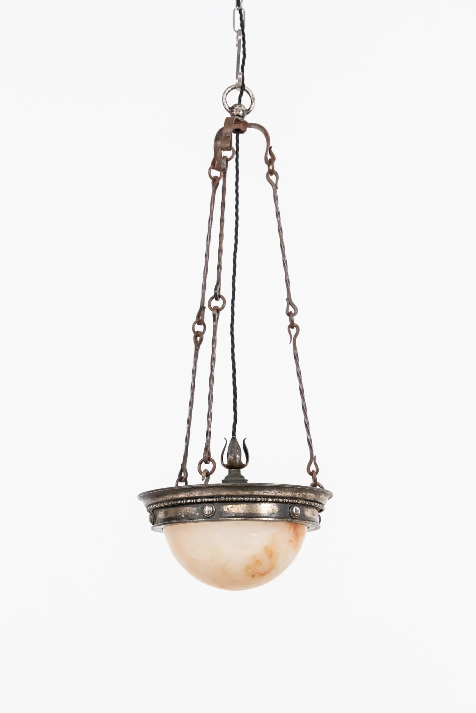 Antique Diminutive Alabaster Plafonnier Ceiling Light