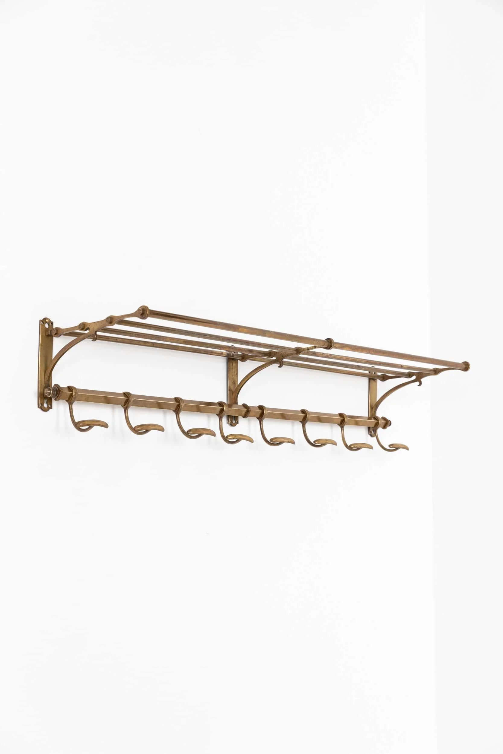 Art Deco Brass Wall Mounted Coat Rack