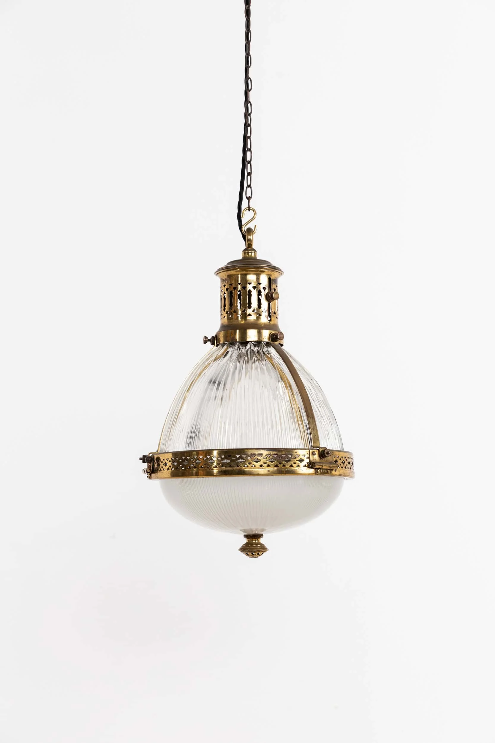 Antique French Strapwork Holophane Excellite Pendant Light (1).jpg