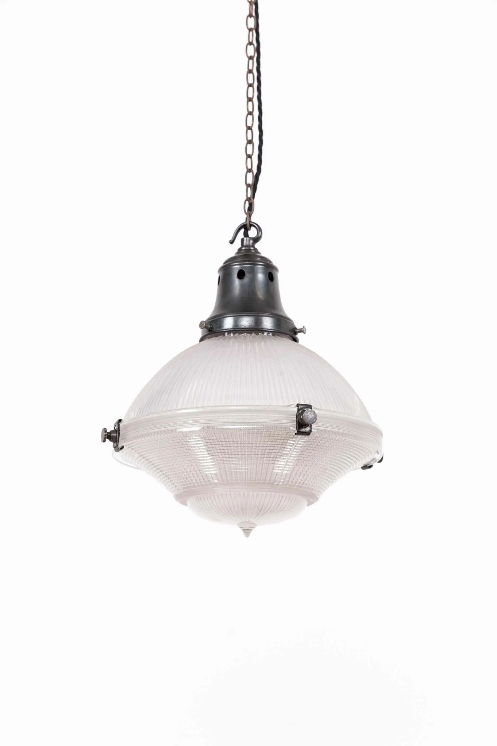 Antique Prismatic Glass 10 Inch Holophane 3-Part Pendant Light (1).jpg