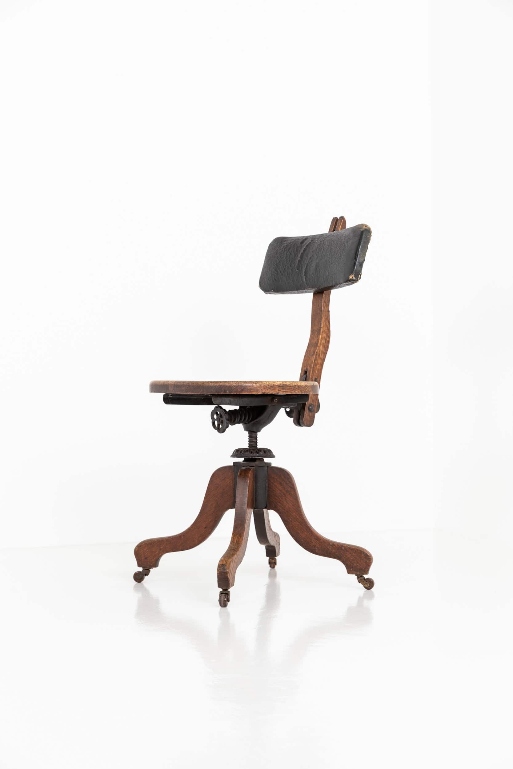 Antique Industrial Oak Framed Wooden Factory Chair (1).jpg