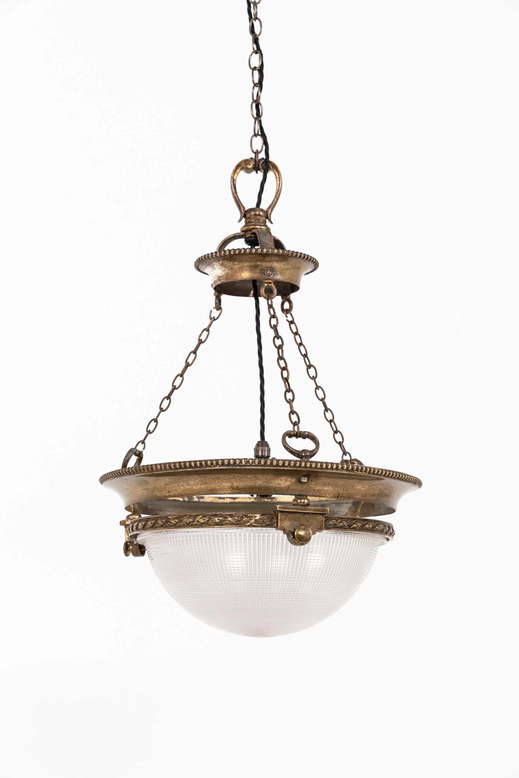 Antique Early 20th Century Brass Holophane Plafonnier Light (1).jpg