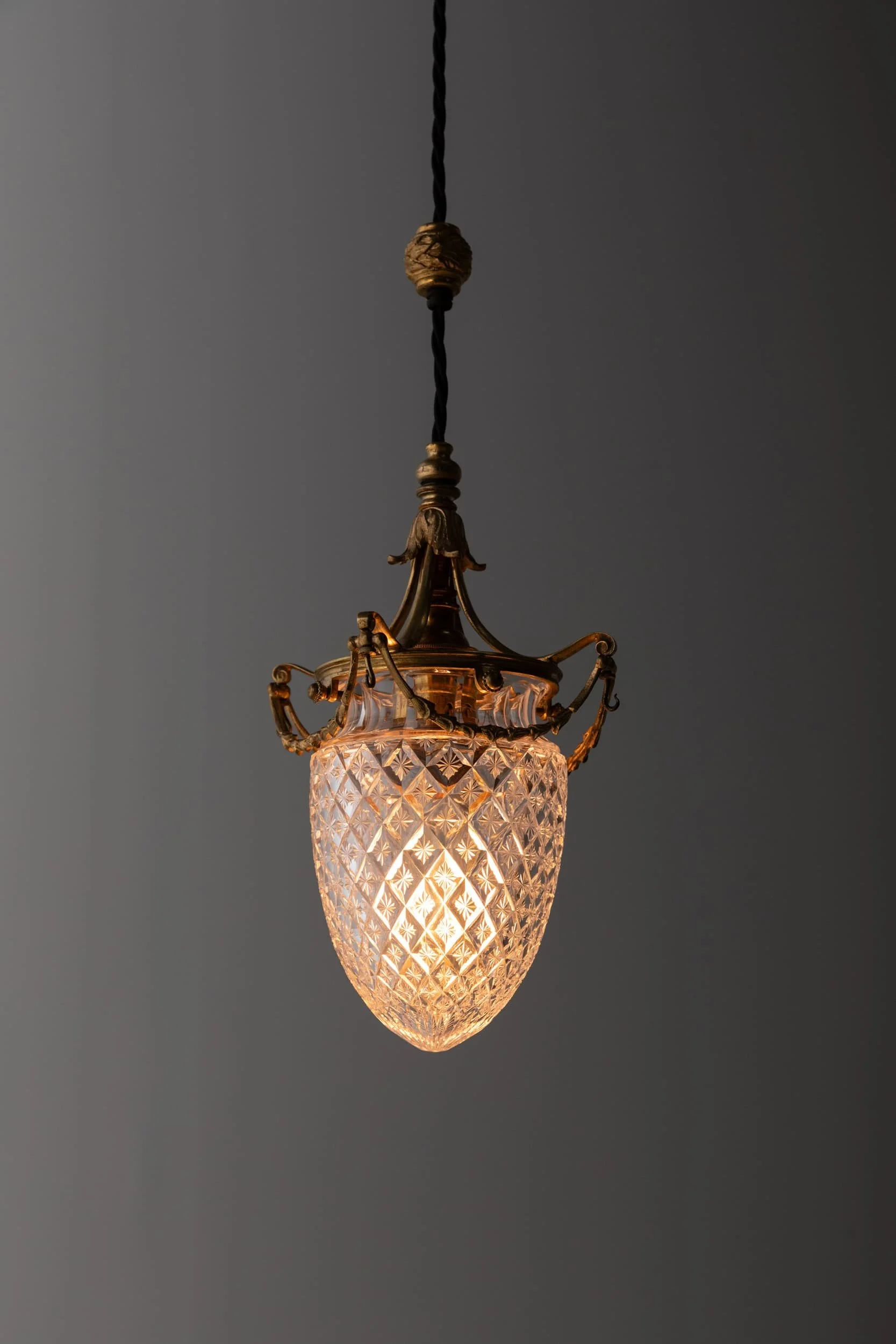 Antique Early 20th Century Osler Cut Glass Brass Pendant Light (1).jpg