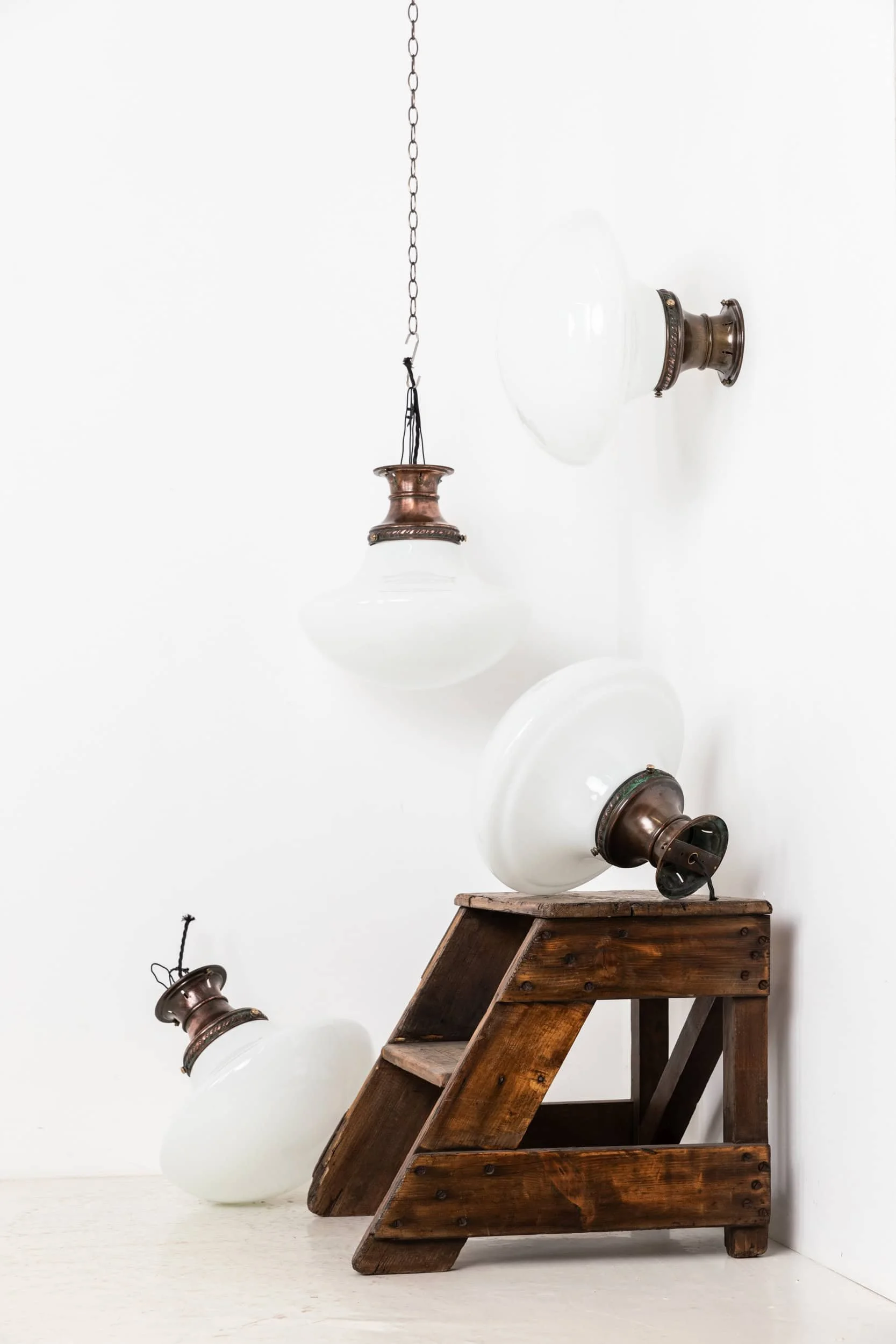 Run of 4 Antique FLush Mounted Opaline Lights (1).jpg