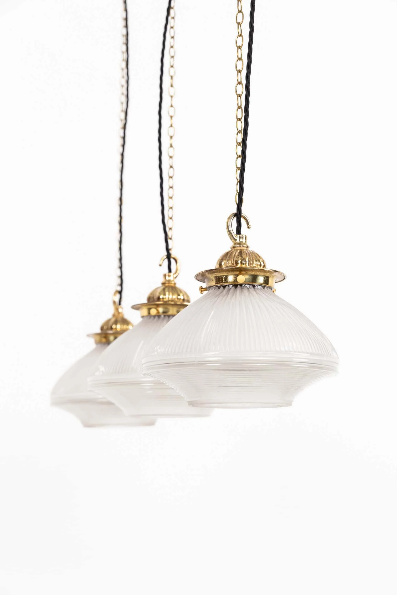 Early Diminutive One-Piece Holophane Glass Pendant Light