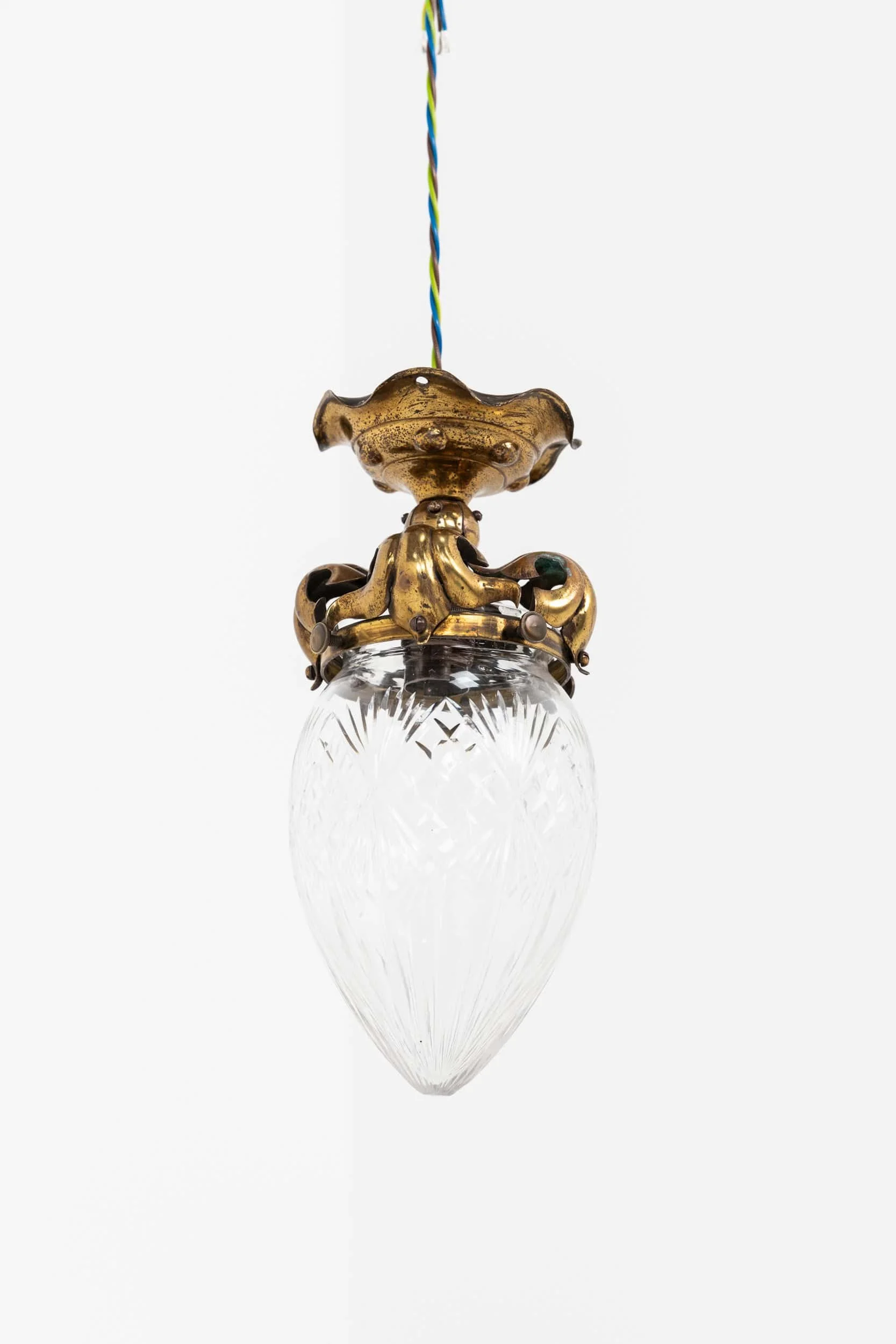 Antique Arts & Crafts Brass and Cut Glass Ceiling Light (1).jpg