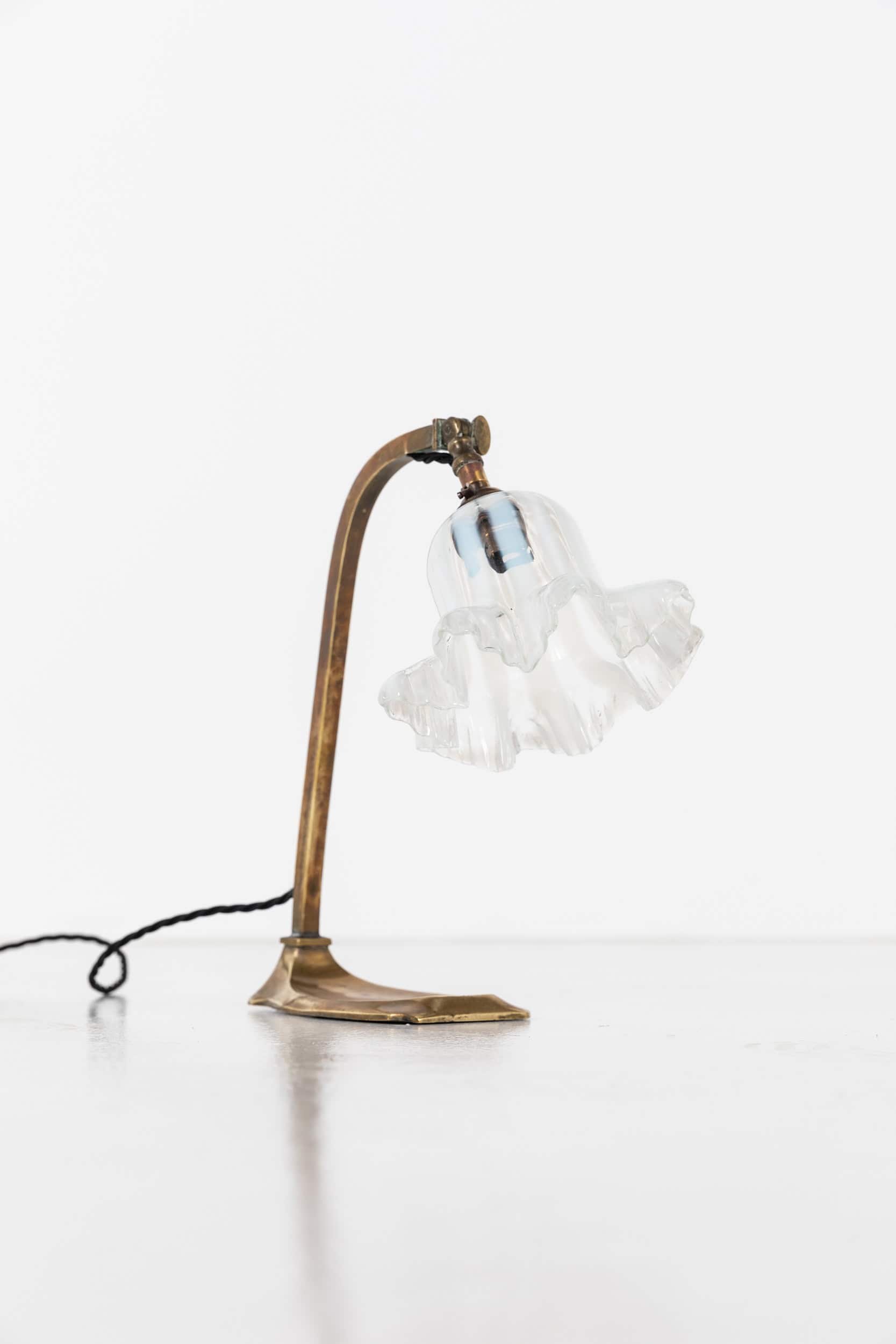Antique French Brass Desk Lamp with Glass Shade (1).jpg