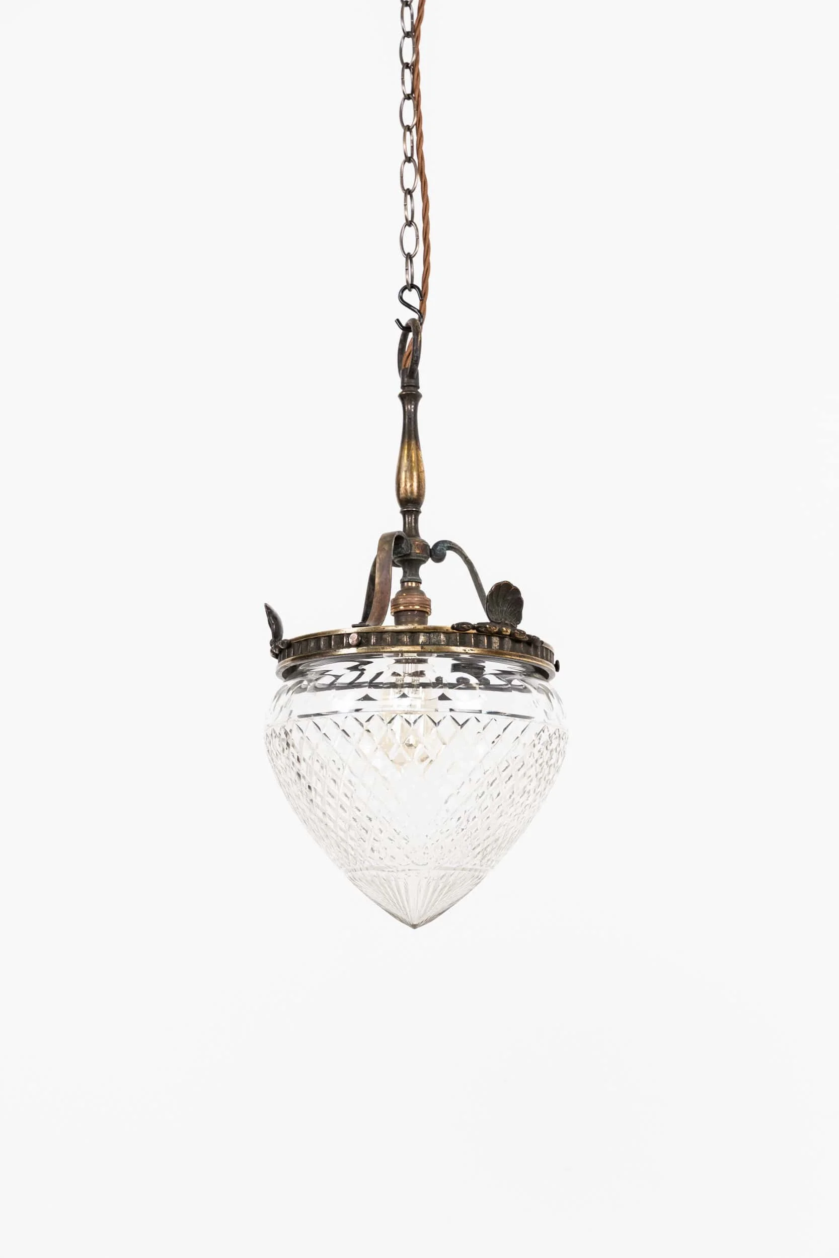Large Edwardian Cut Glass Pendant Light