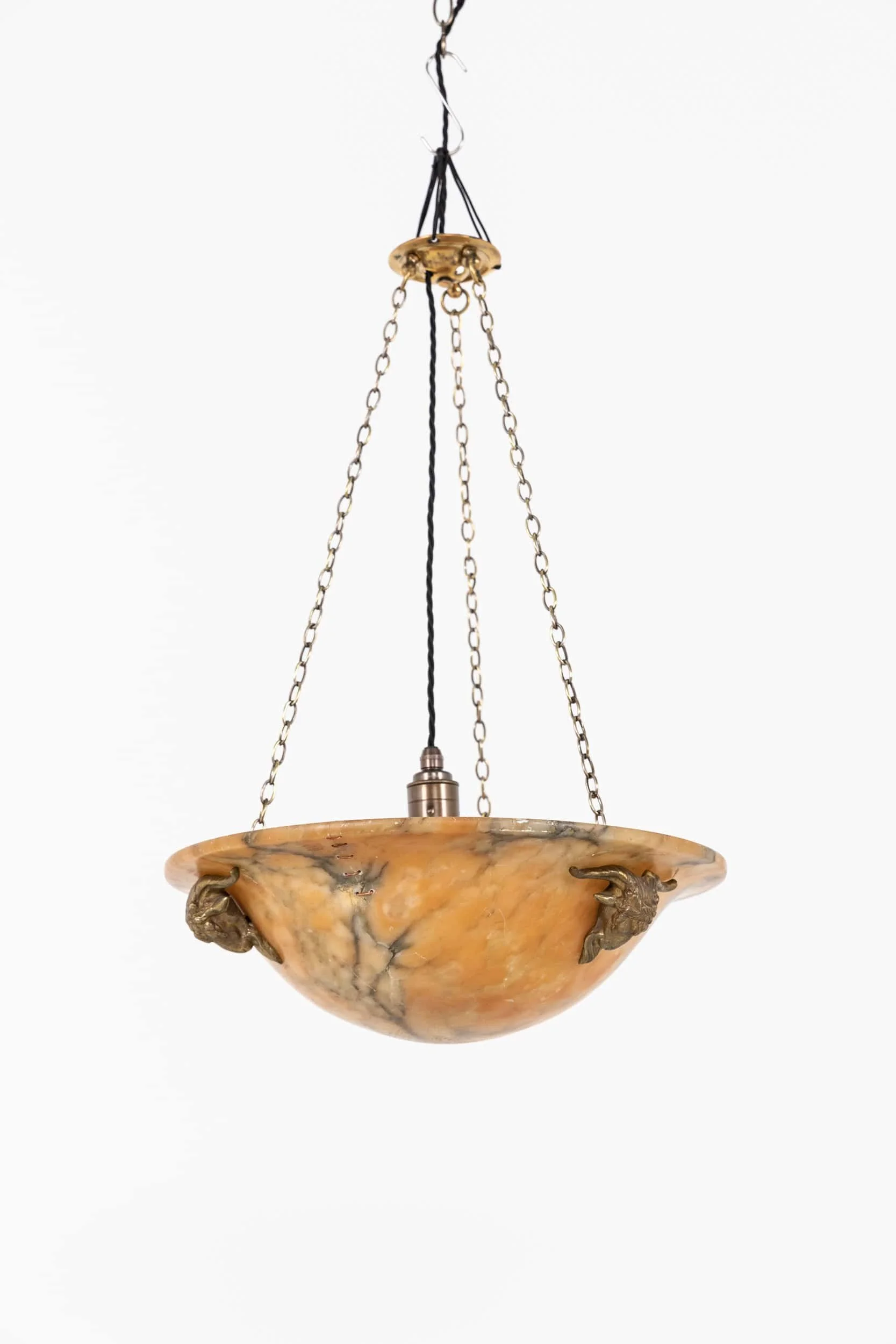 Early 20th Century French Alabaster Plafonnier Light
