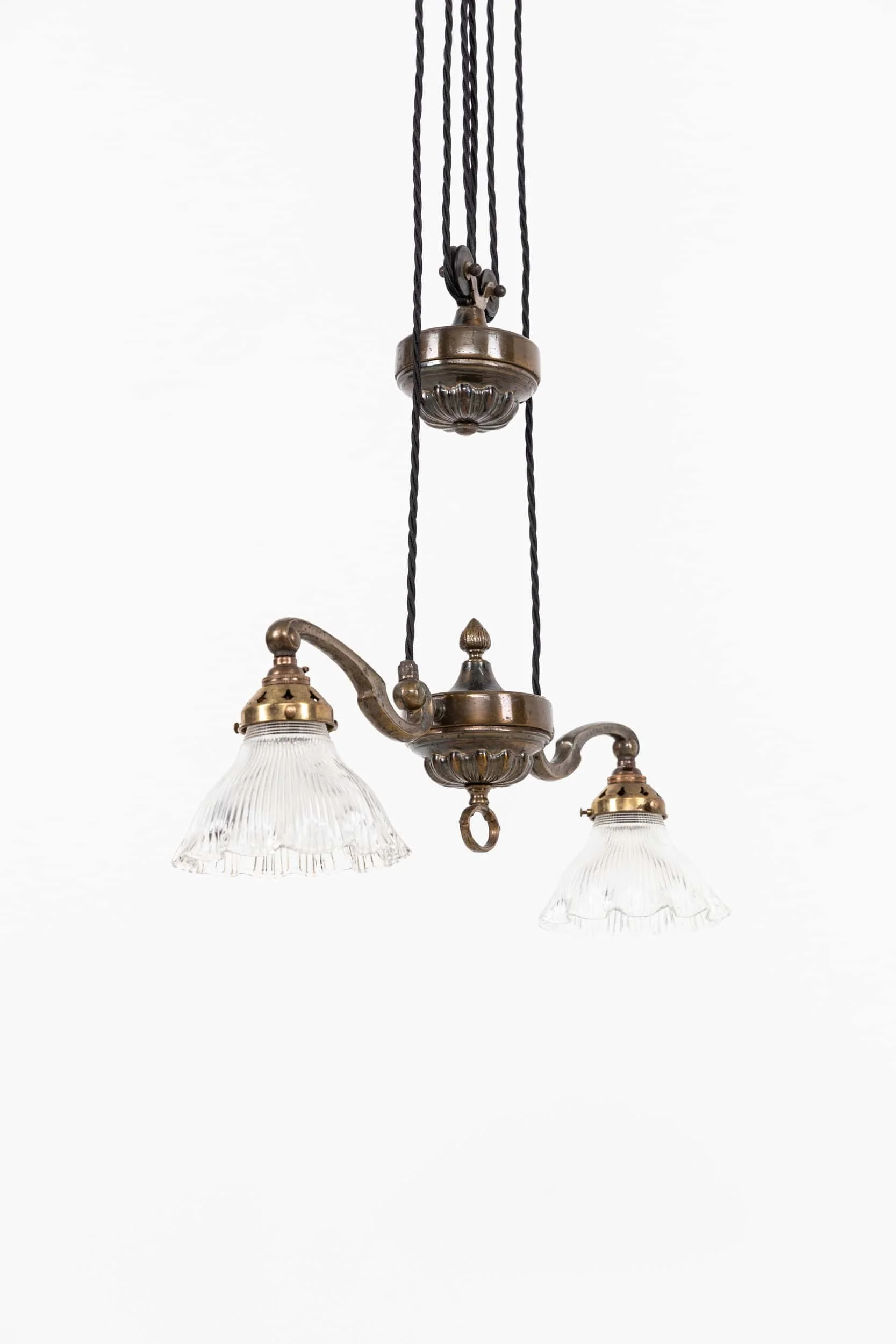 Antique Art Deco Brass Rise and Fall Ceiling Light (1).jpg