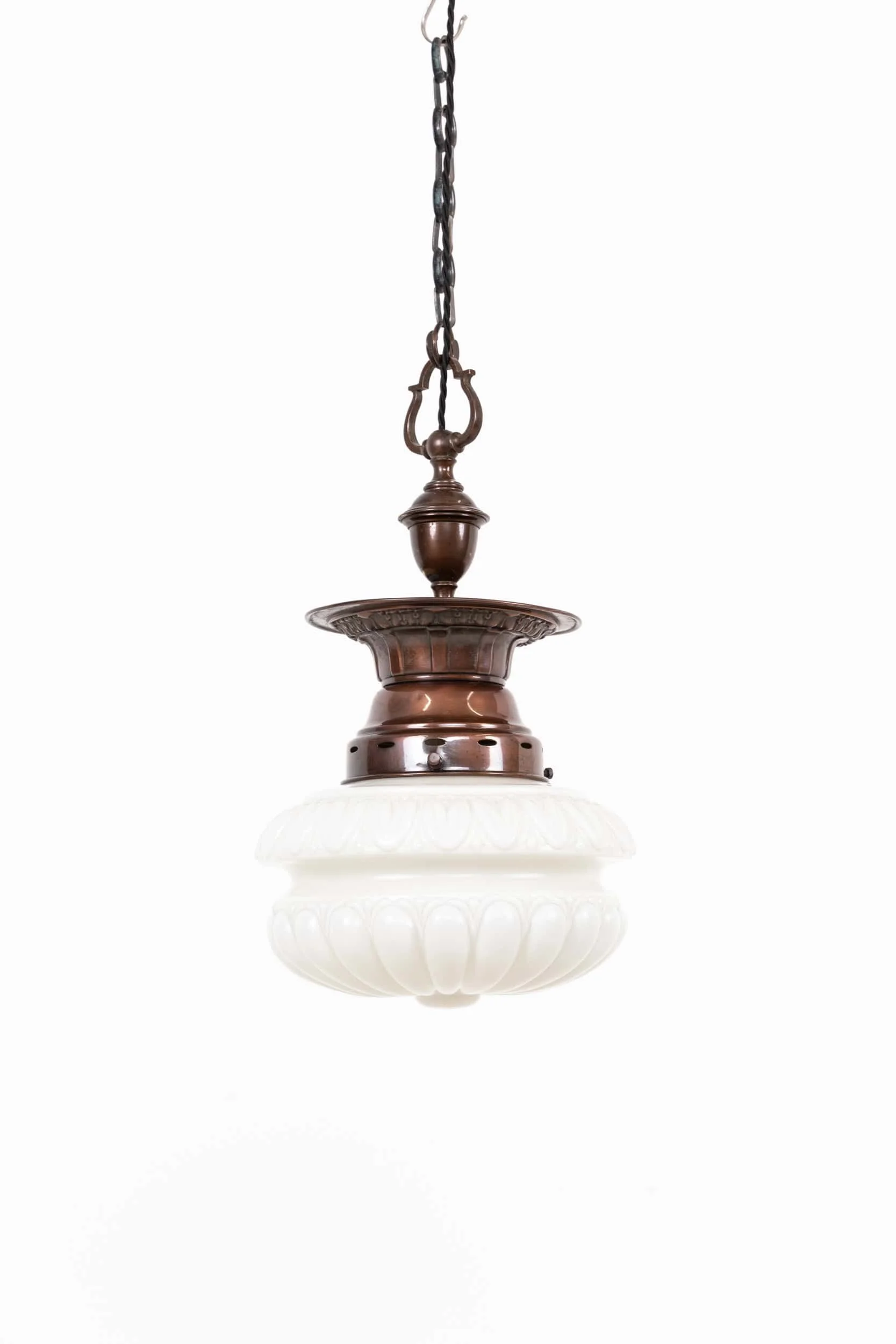 Antique Falks 'Pearlstone' Opaline Glass Pendant Light