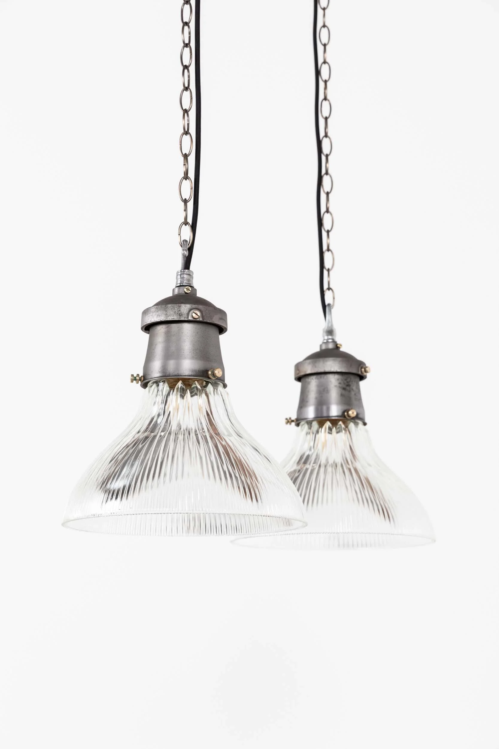 Pair of Industrial Holophane 'Stiletto' Pendant Lights