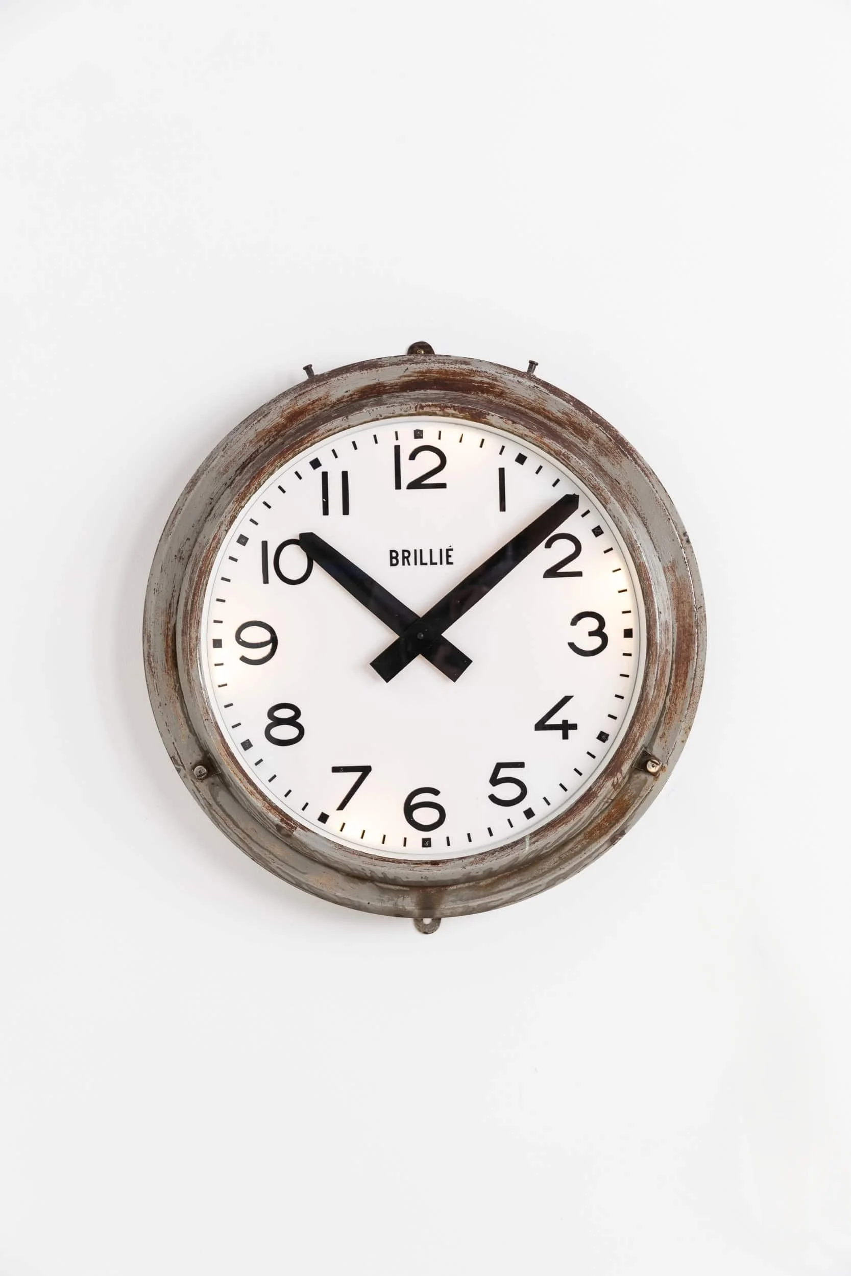 Large Illuminated Industrial French Brillie Wall Clock