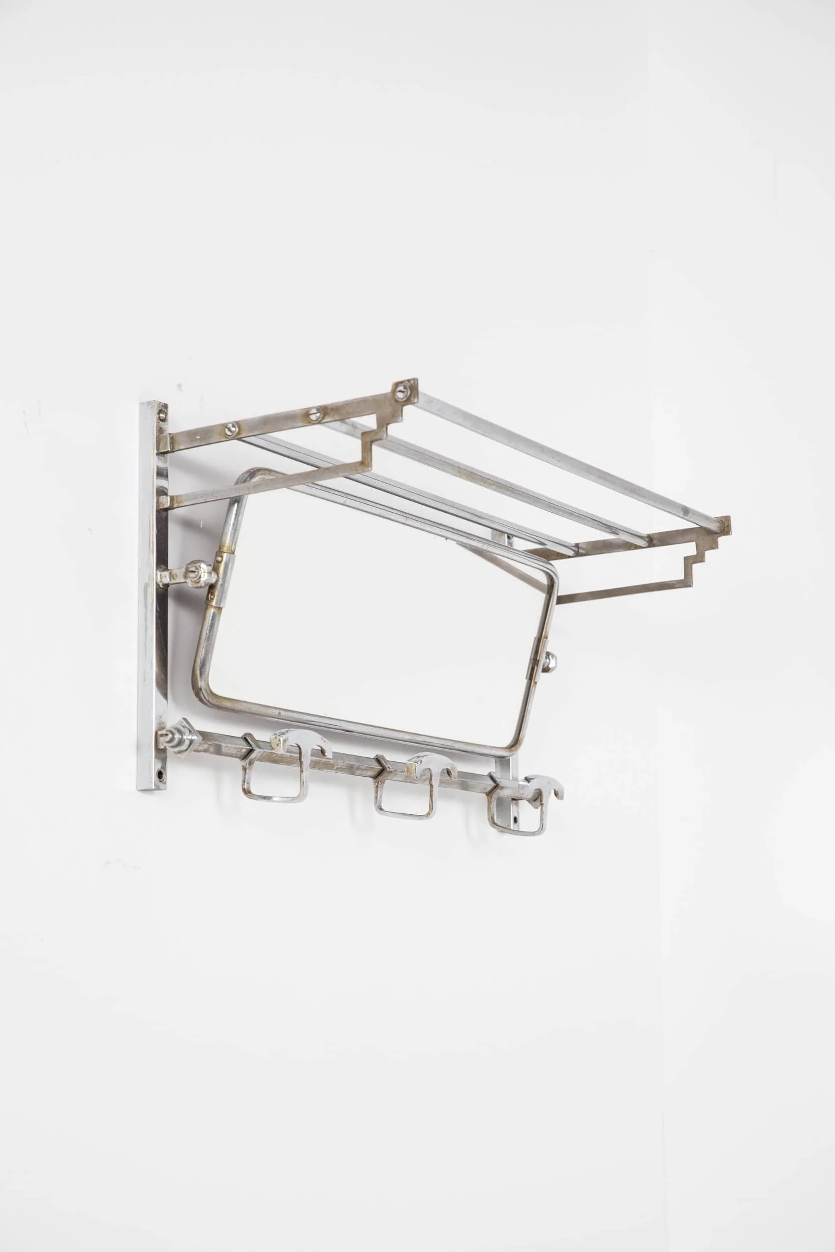 Art Deco Chrome Mirrored Hat & Coat Rack