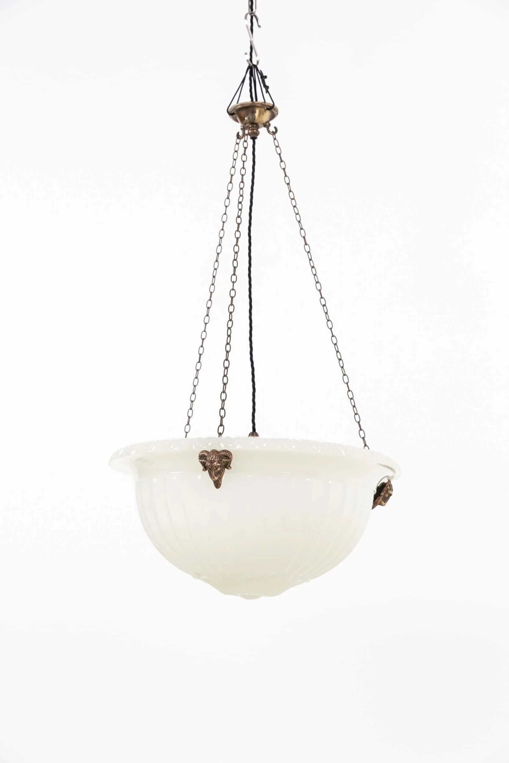 XL Antique Ram's Head Moonstone Plafonnier Light