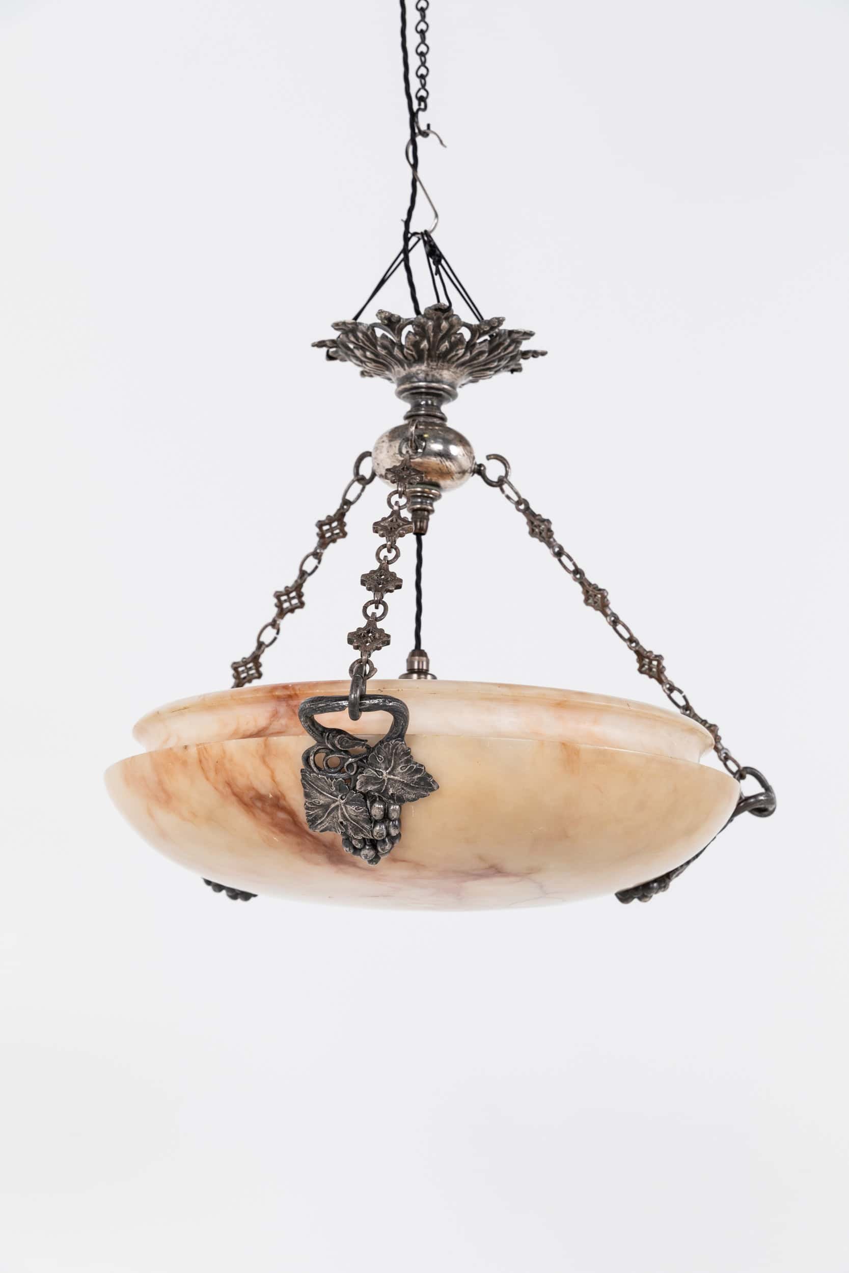 Antique Early 20th Century Hand Carved Alabaster Plafonnier Light (1).jpg