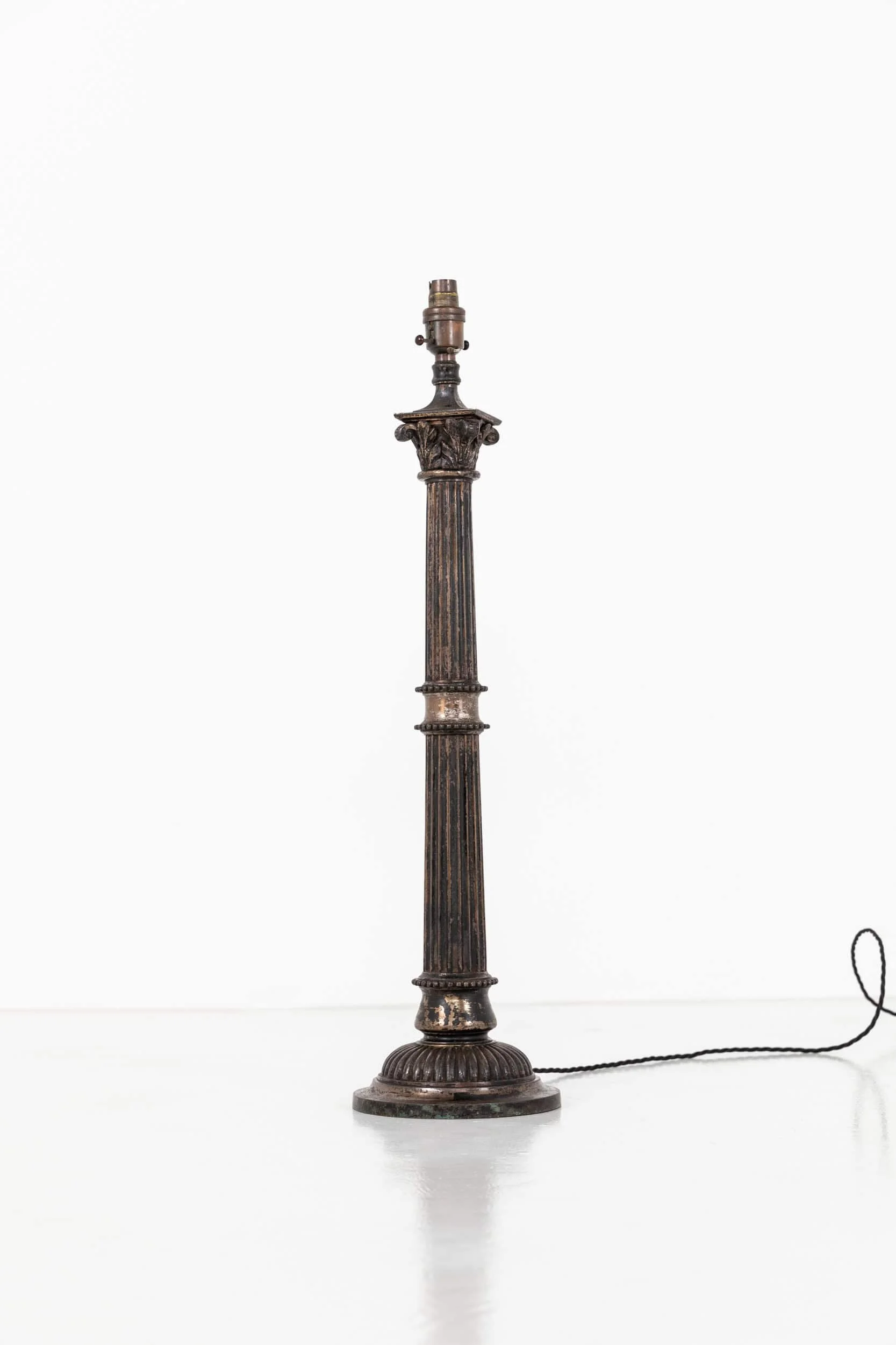Antique Early 20th Century Brass Column Table Lamp (1).jpg